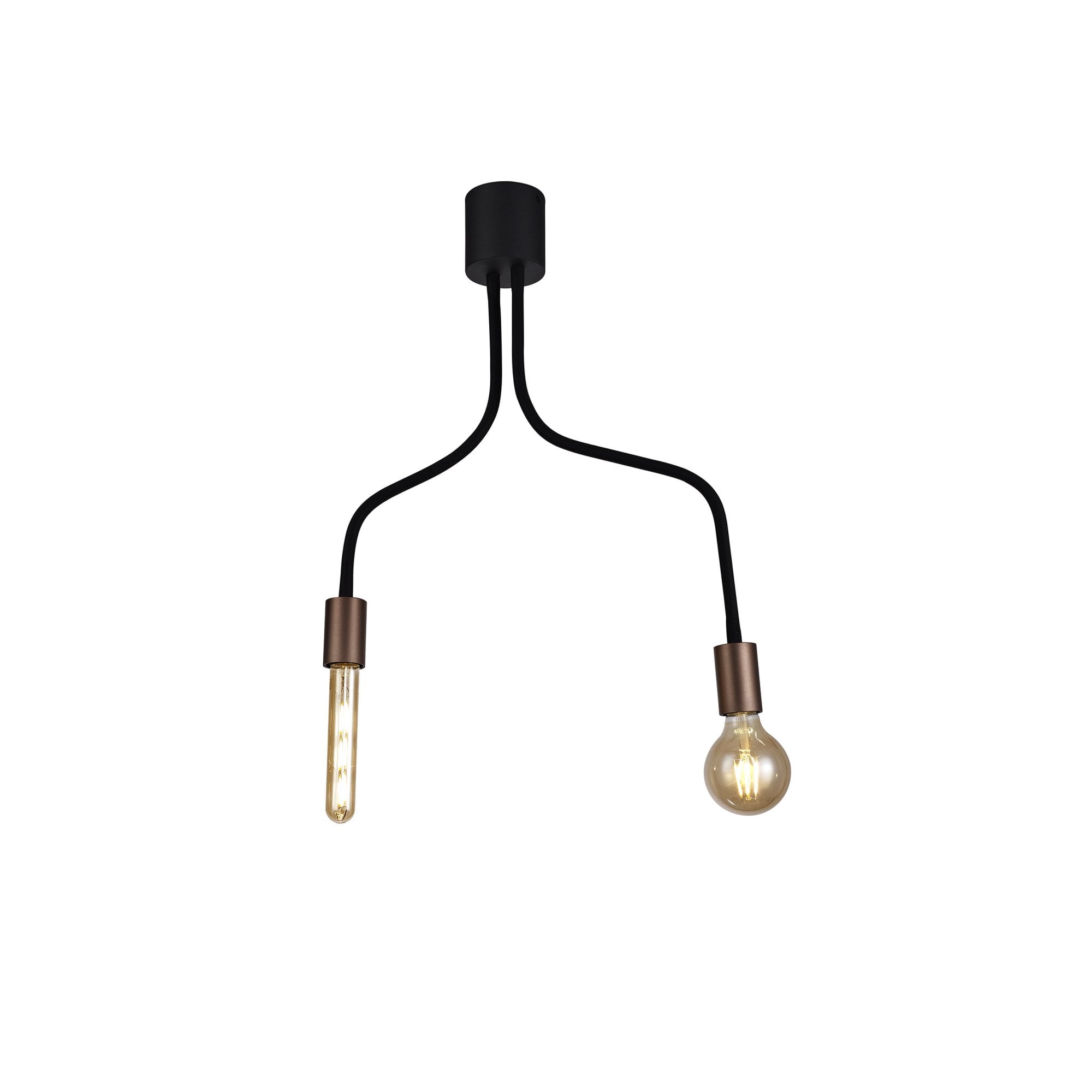 Fabula Hartwell 2 Light Flexible Ceiling Light - Satin Black & Brushed Copper