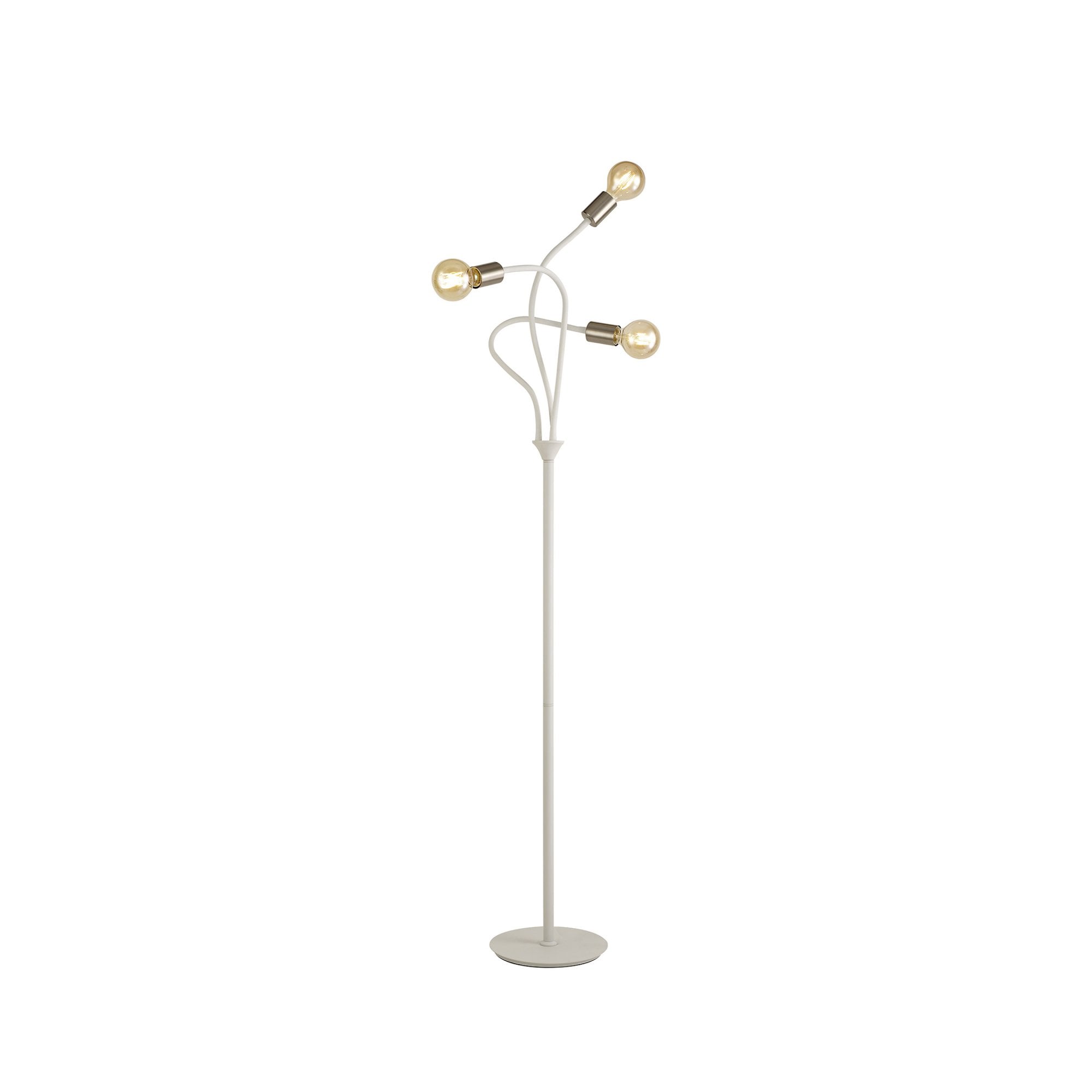 Fabula Hartwell 3 Light Flexible Floor Lamp - Satin White & Satin Nickel