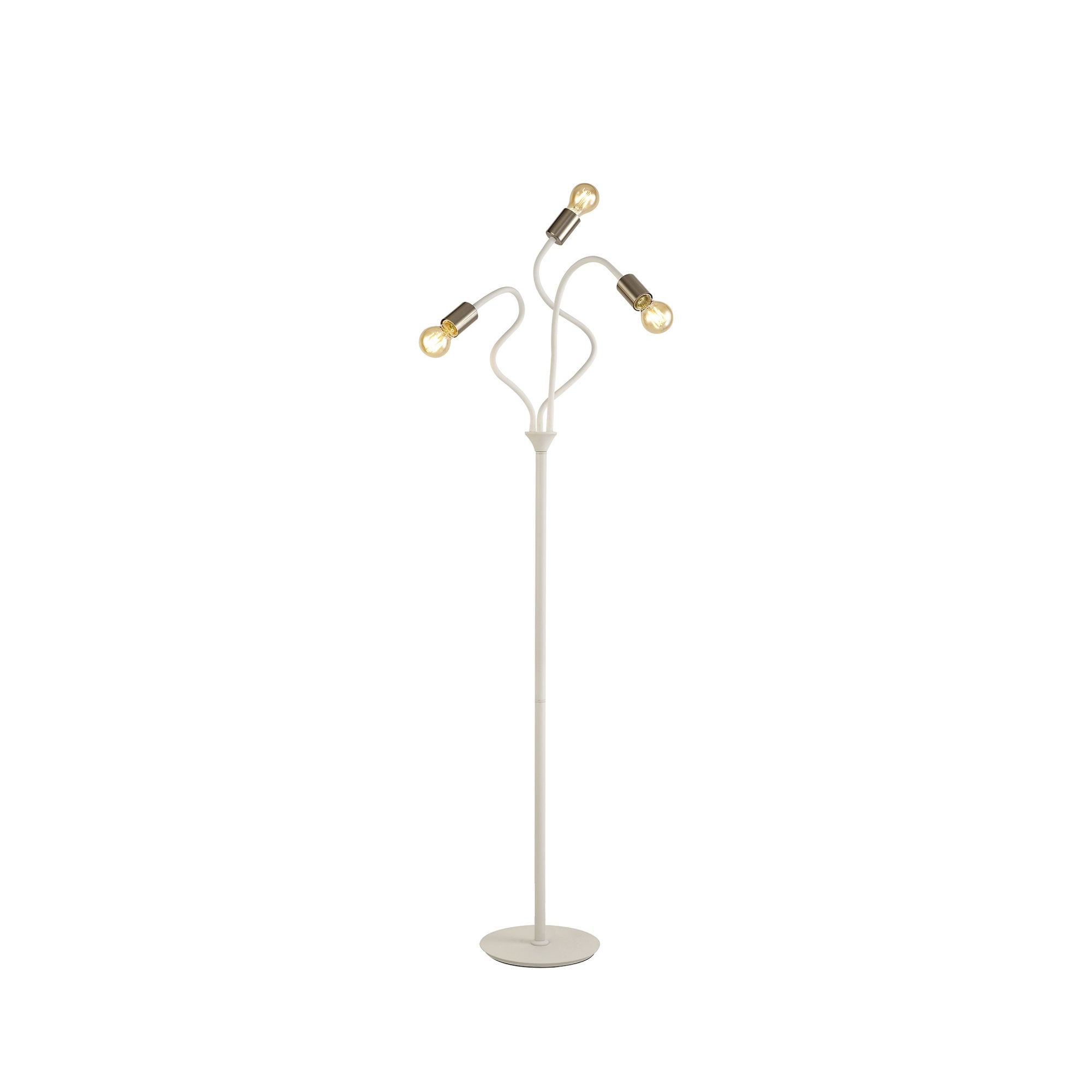 Fabula Hartwell 3 Light Flexible Floor Lamp - Satin White & Satin Nickel