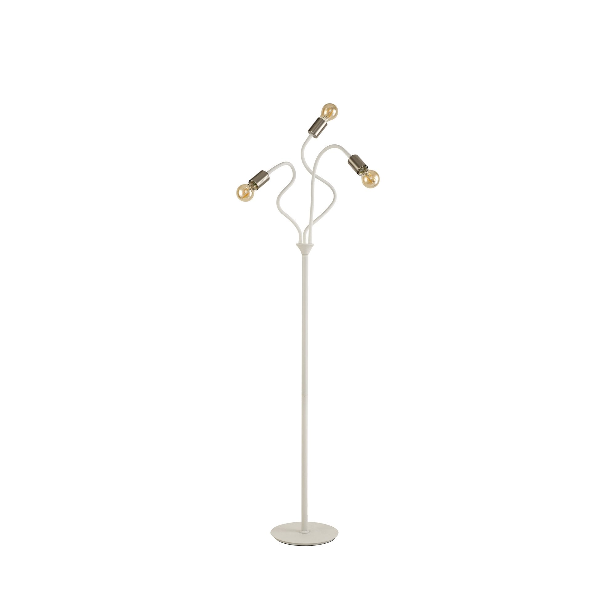 Fabula Hartwell 3 Light Flexible Floor Lamp - Satin White & Satin Nickel