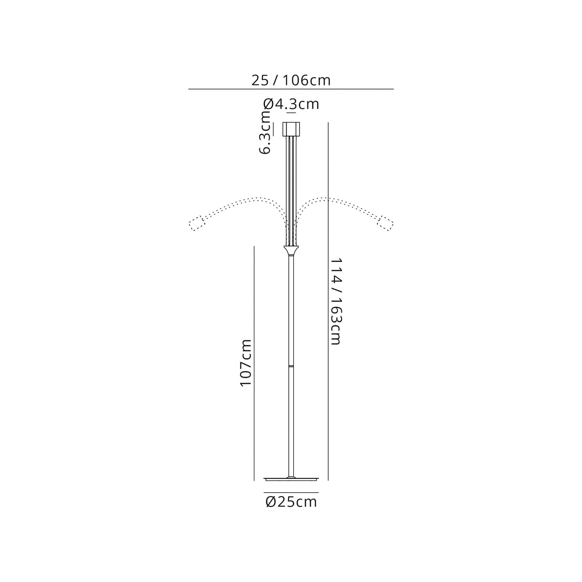 Fabula Hartwell 3 Light Flexible Floor Lamp - Satin White & Satin Nickel