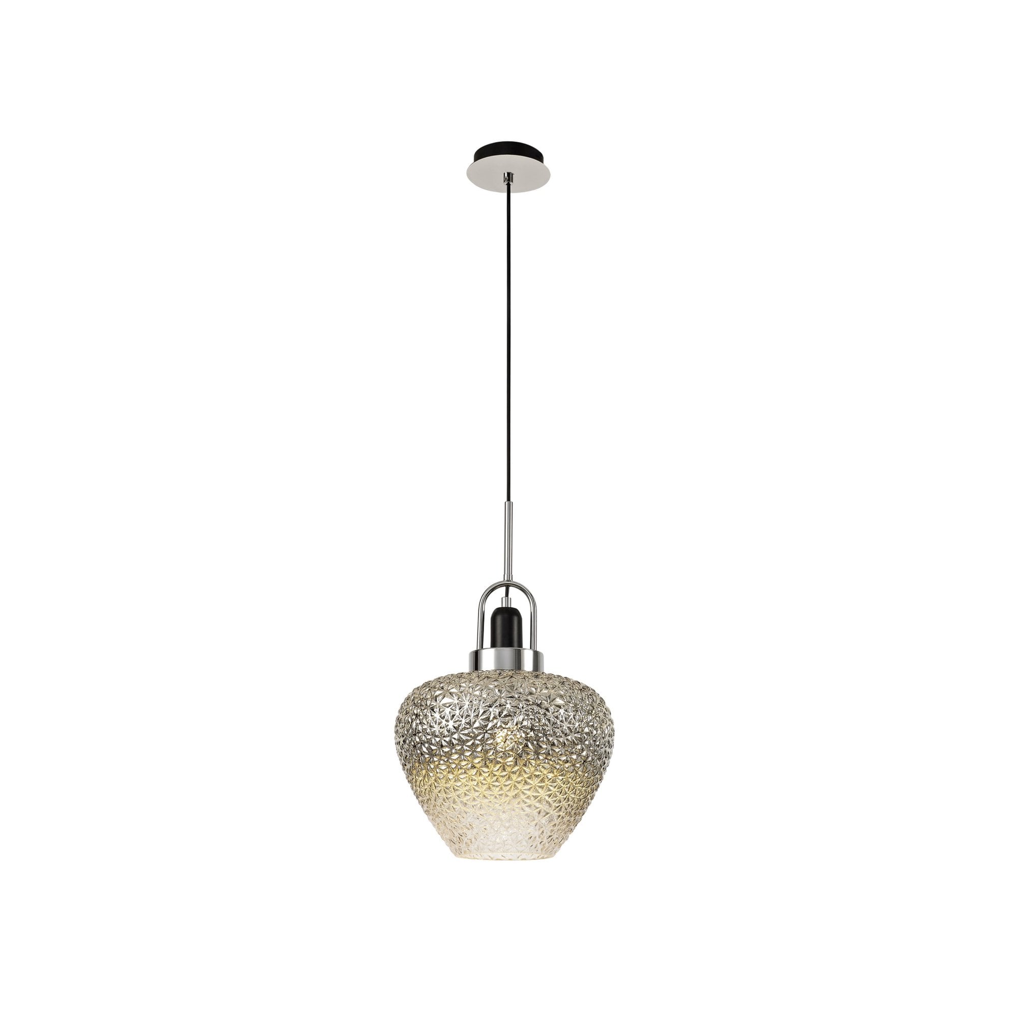 Fabula Audley Single Pendant - Polished Chrome, Black Smoke Plated & Clear Glass