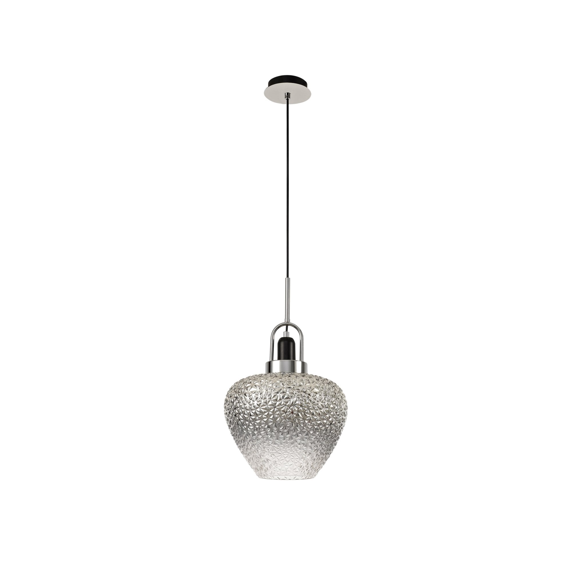 Fabula Audley Single Pendant - Polished Chrome, Black Smoke Plated & Clear Glass