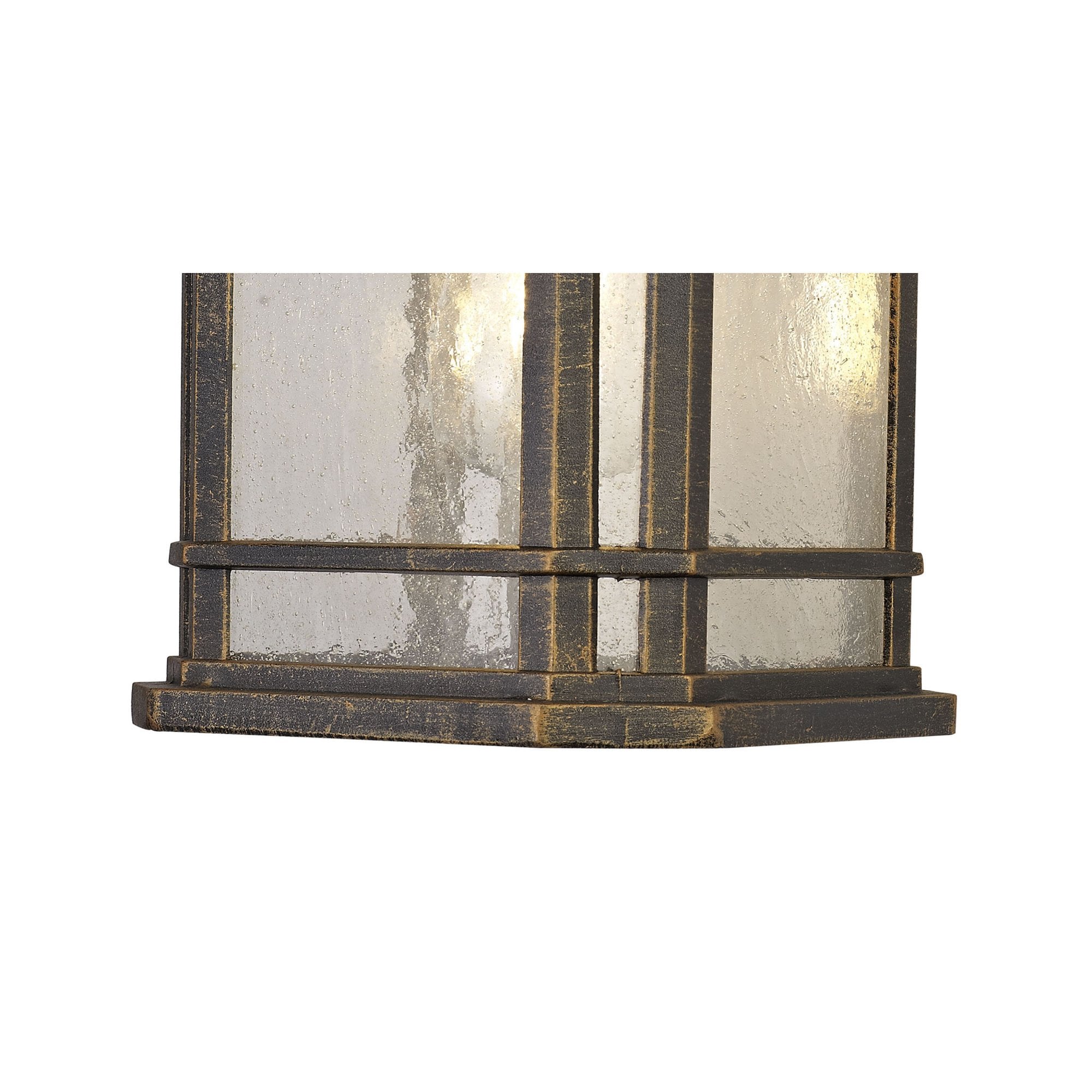 Fabula Highstone Large Single Wall Lamp - Brushed Black Gold & Seeded Glass - IP54