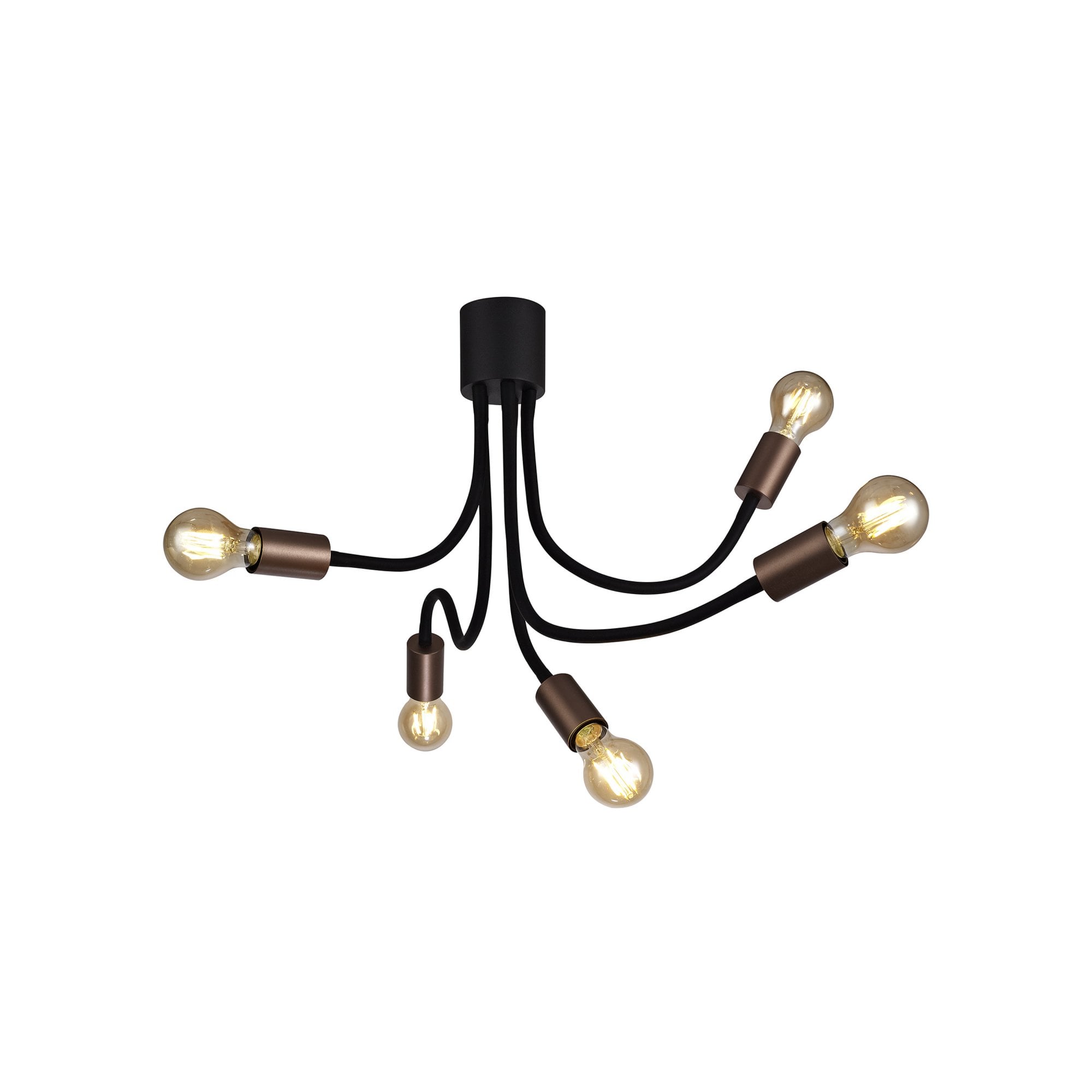 Fabula Hartwell 5 Light Flexible Ceiling Light - Satin Black & Brushed Copper