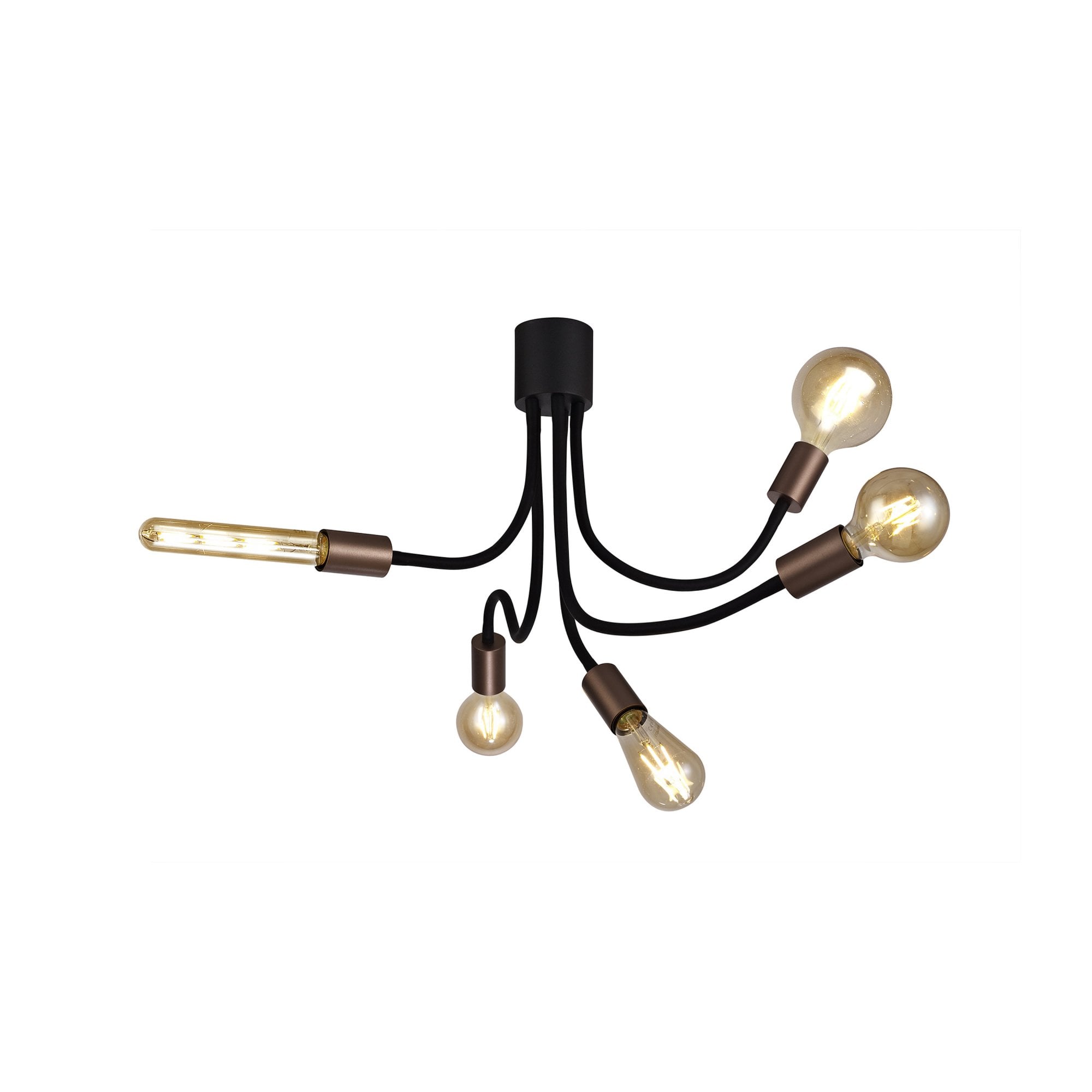 Fabula Hartwell 5 Light Flexible Ceiling Light - Satin Black & Brushed Copper