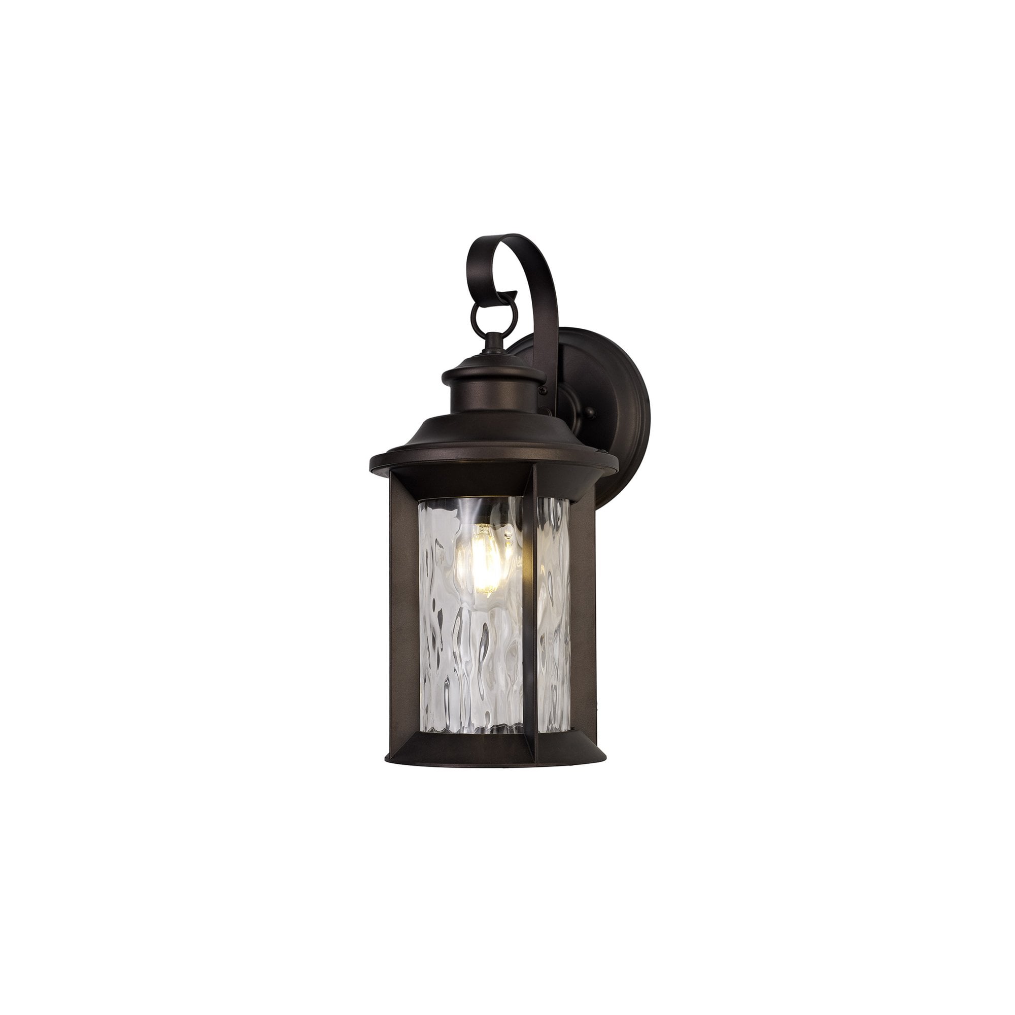Fabula Bellamy Small Wall Lamp - Antique Bronze & Clear Ripple Glass - IP54