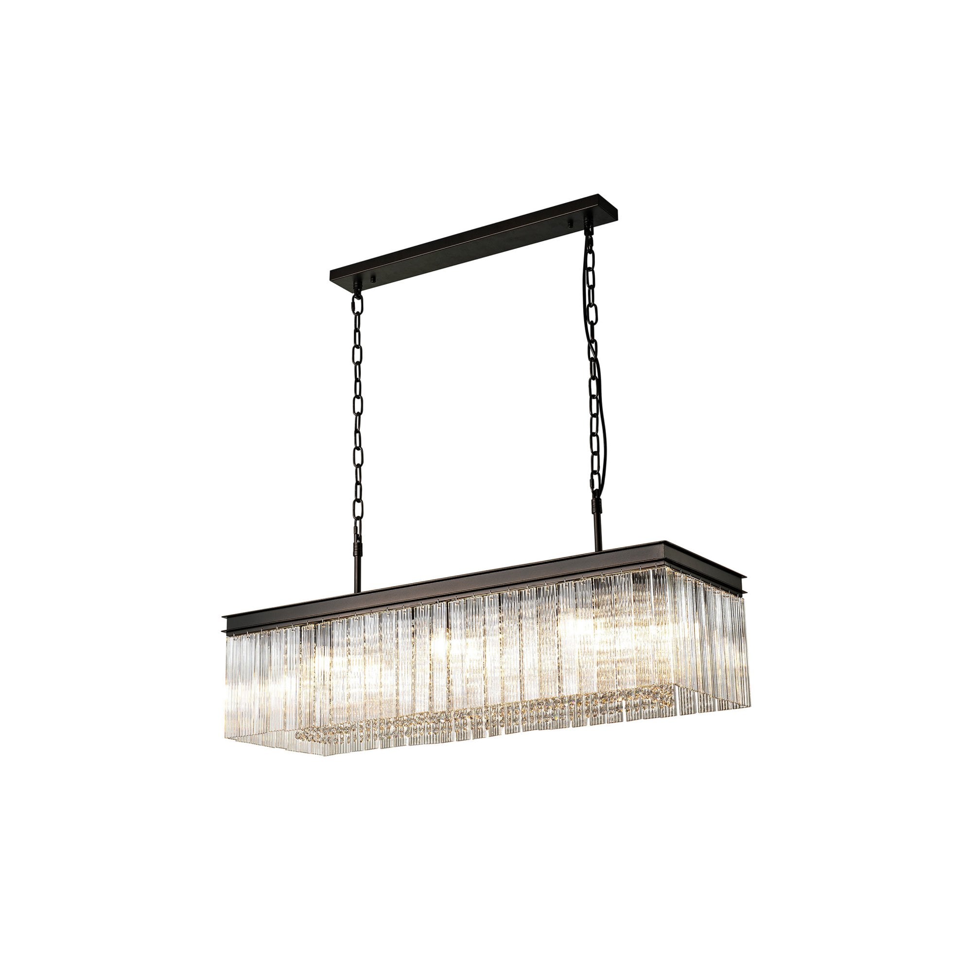 Fabula Malford 11 Light Rectangular Semi-Flush/Pendant - Brown Oxide