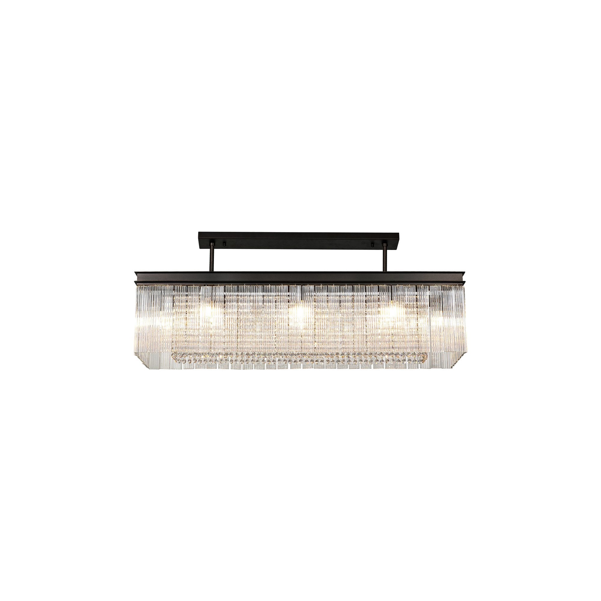 Fabula Malford 11 Light Rectangular Semi-Flush/Pendant - Brown Oxide