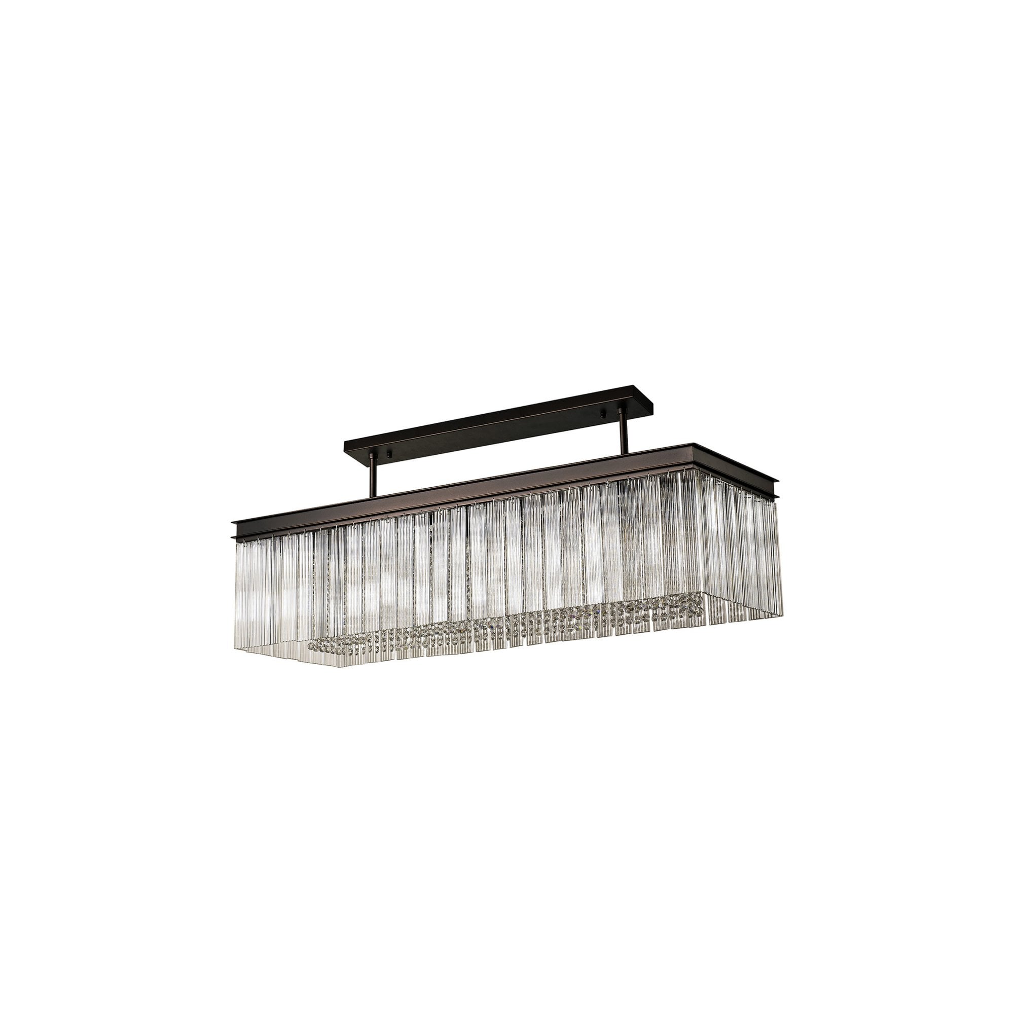 Fabula Malford 11 Light Rectangular Semi-Flush/Pendant - Brown Oxide