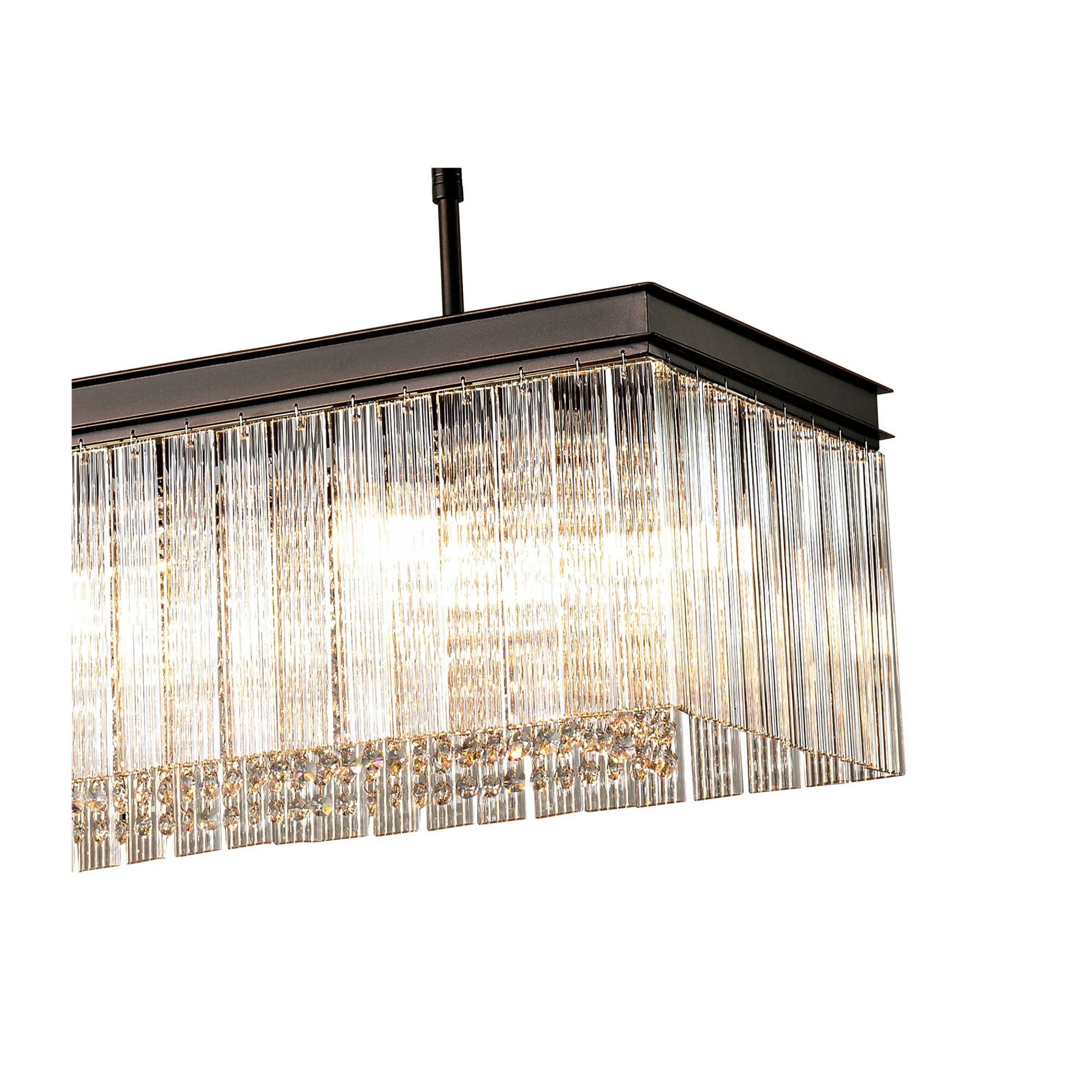 Fabula Malford 11 Light Rectangular Semi-Flush/Pendant - Brown Oxide
