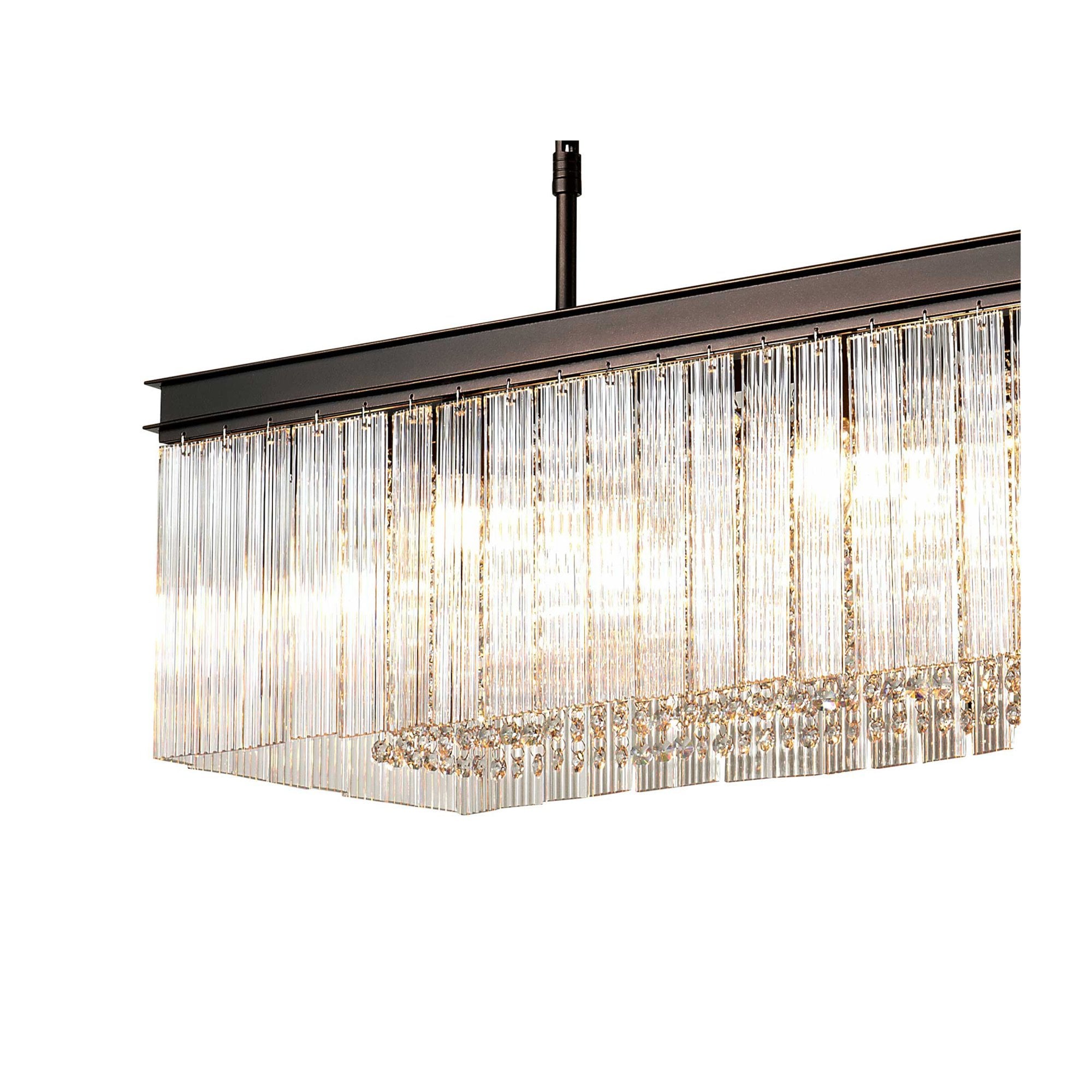 Fabula Malford 11 Light Rectangular Semi-Flush/Pendant - Brown Oxide