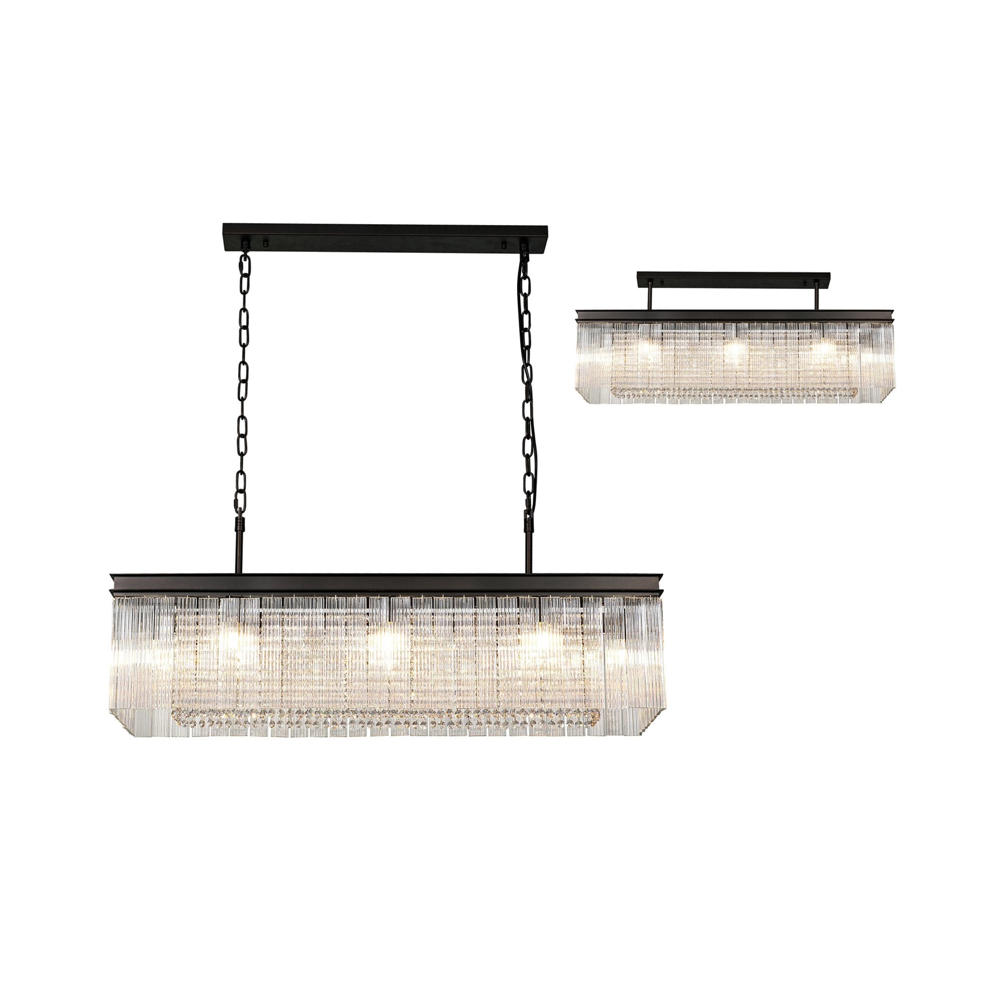 Fabula Malford 11 Light Rectangular Semi-Flush/Pendant - Brown Oxide