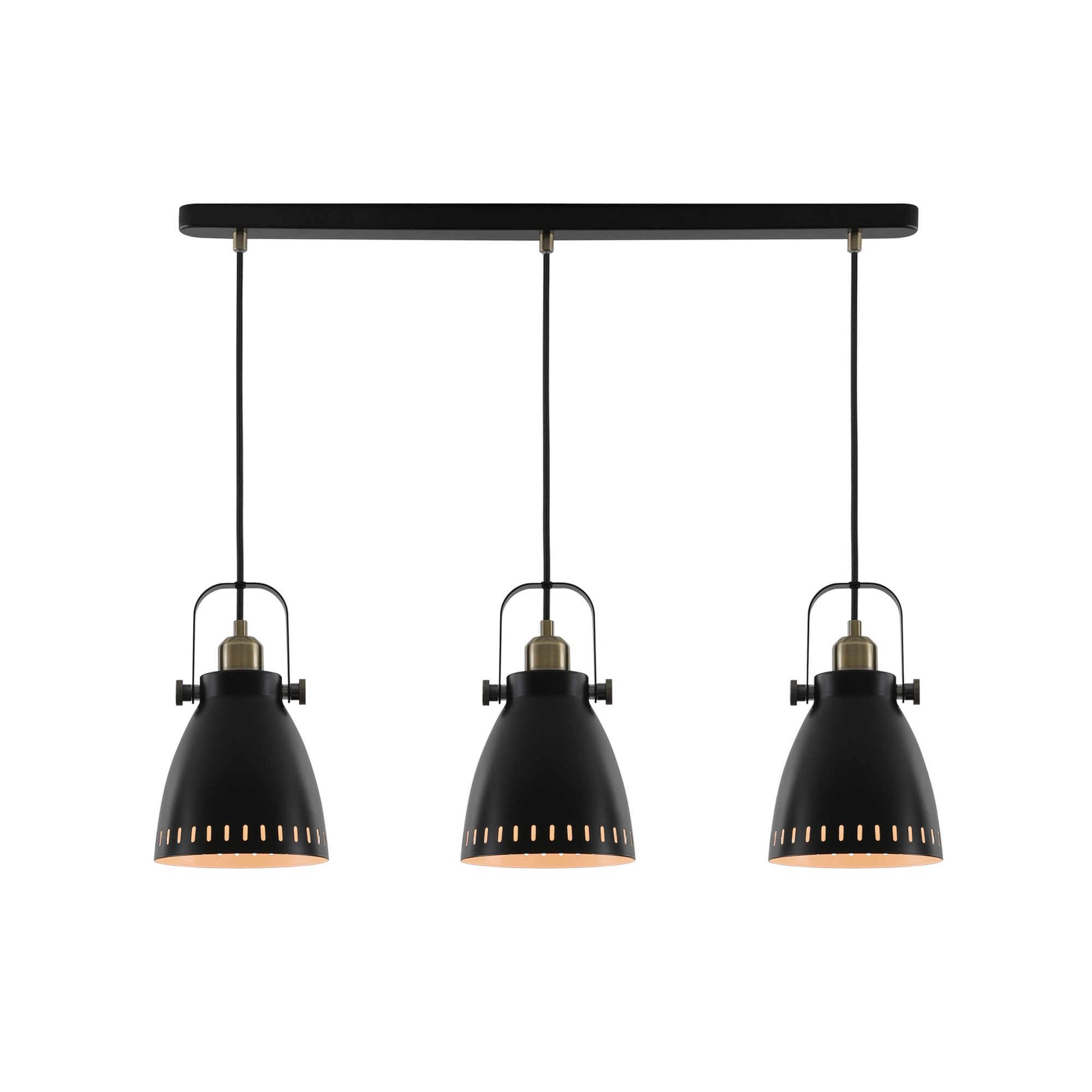 Fabula Leicester 3 Light Linear Pendant - Matt Black & Khaki
