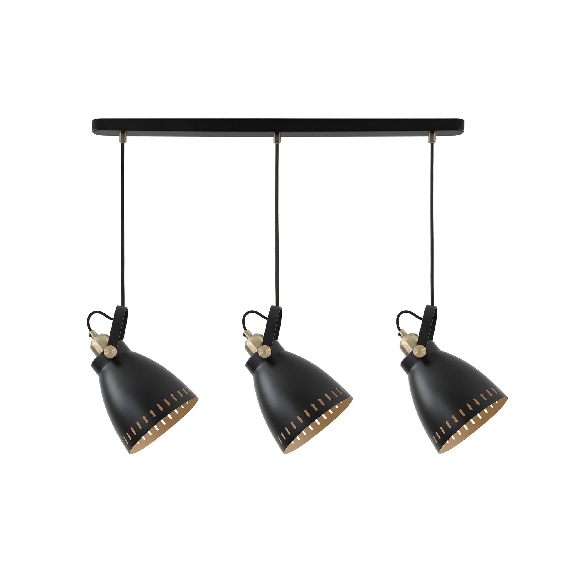 Fabula Leicester 3 Light Linear Pendant - Matt Black & Khaki