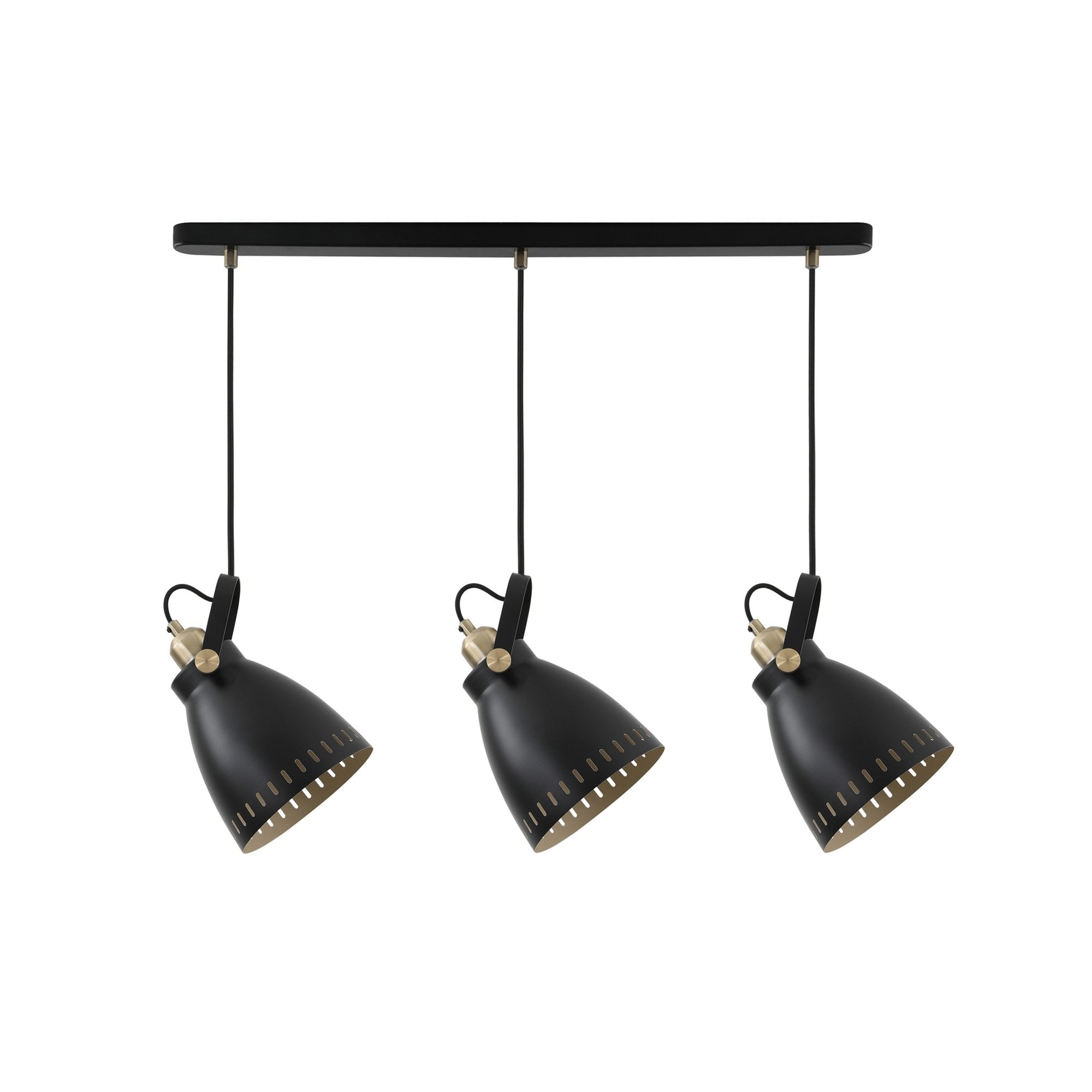 Fabula Leicester 3 Light Linear Pendant - Matt Black & Khaki