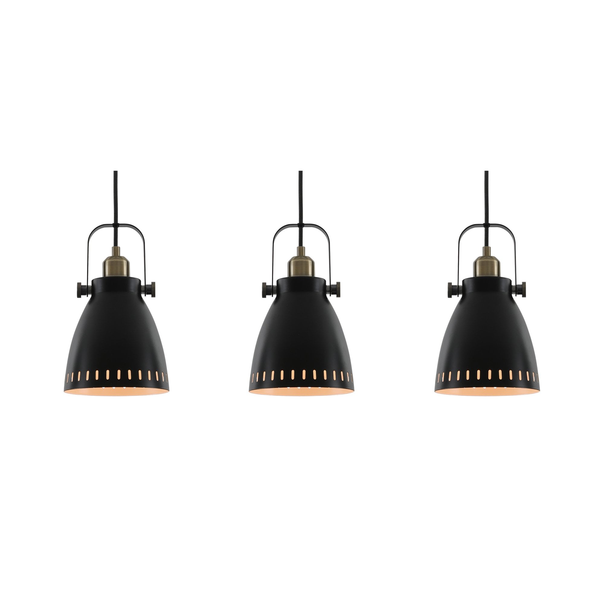 Fabula Leicester 3 Light Linear Pendant - Matt Black & Khaki