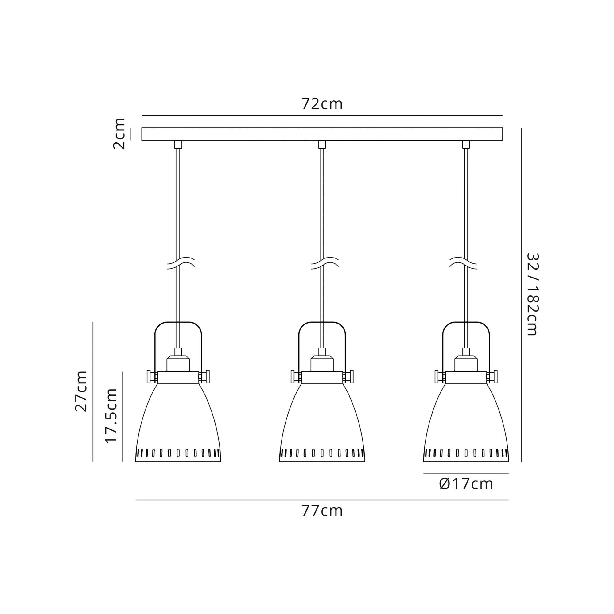 Fabula Leicester 3 Light Linear Pendant - Matt Black & Khaki