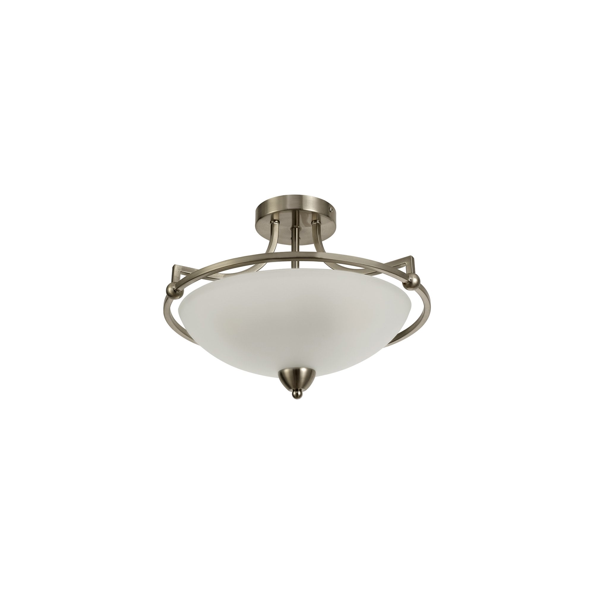 Fabula Rangers 3 Light Semi-Flush Light - Satin Nickel & Frosted Glass