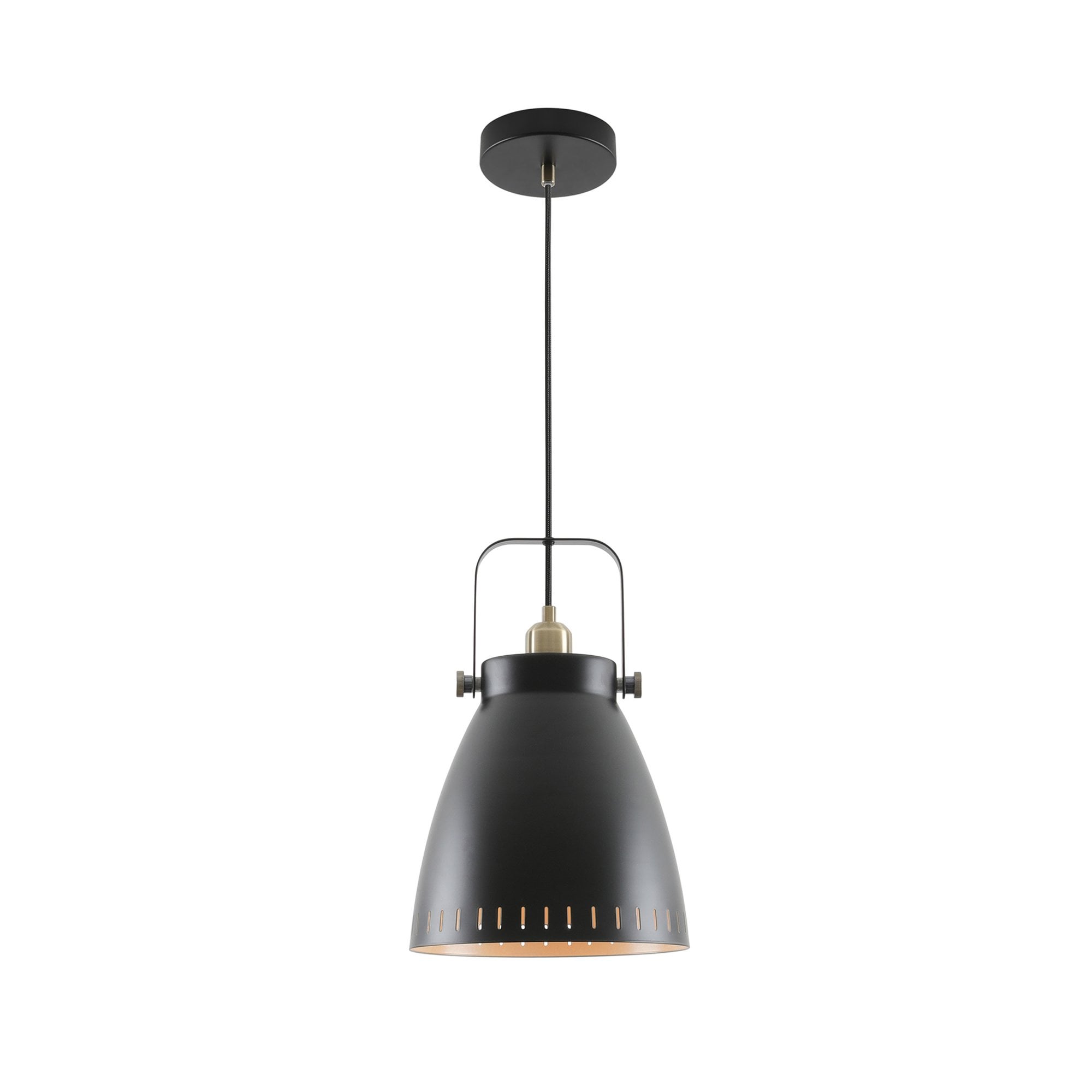 Fabula Leicester Large Single Pendant - Matt Black & Khaki
