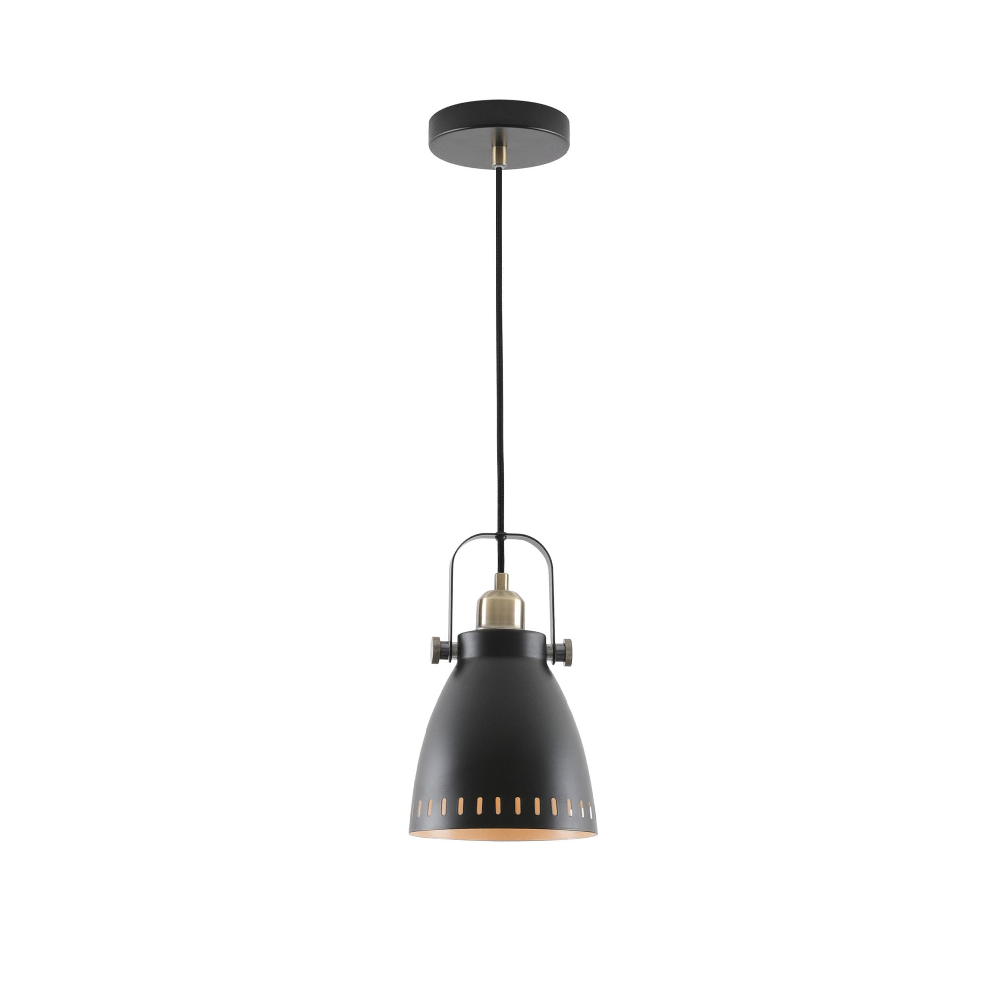 Fabula Leicester Small Single Pendant - Matt Black & Khaki