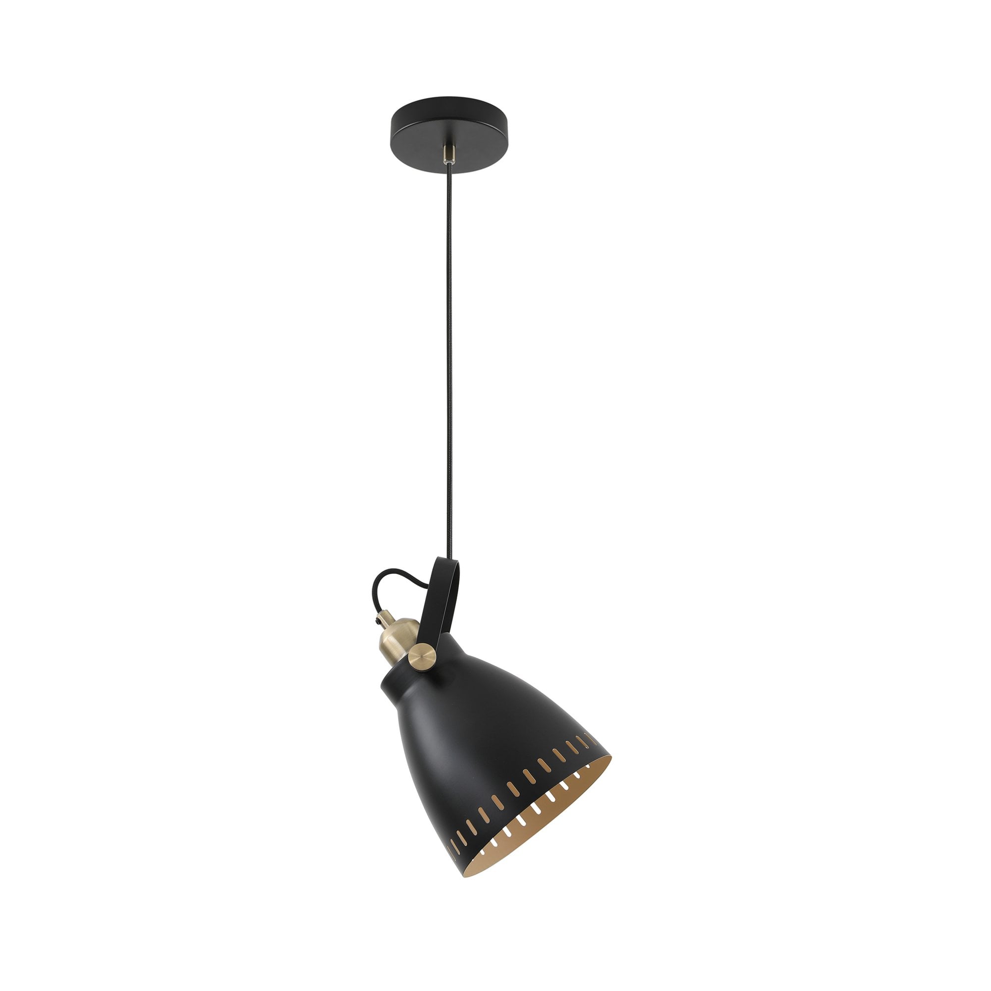 Fabula Leicester Medium Single Pendant - Matt Black & Khaki