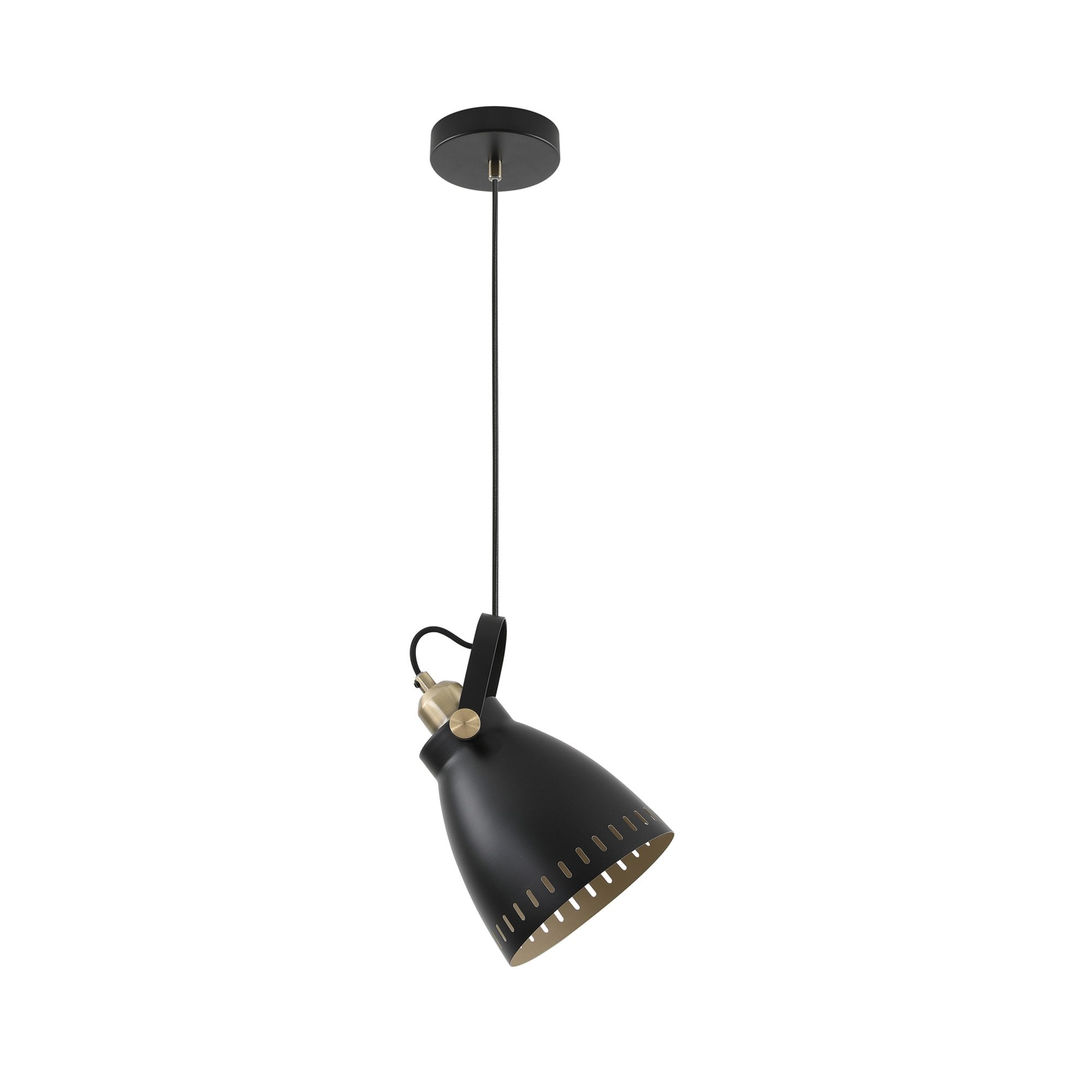Fabula Leicester Medium Single Pendant - Matt Black & Khaki