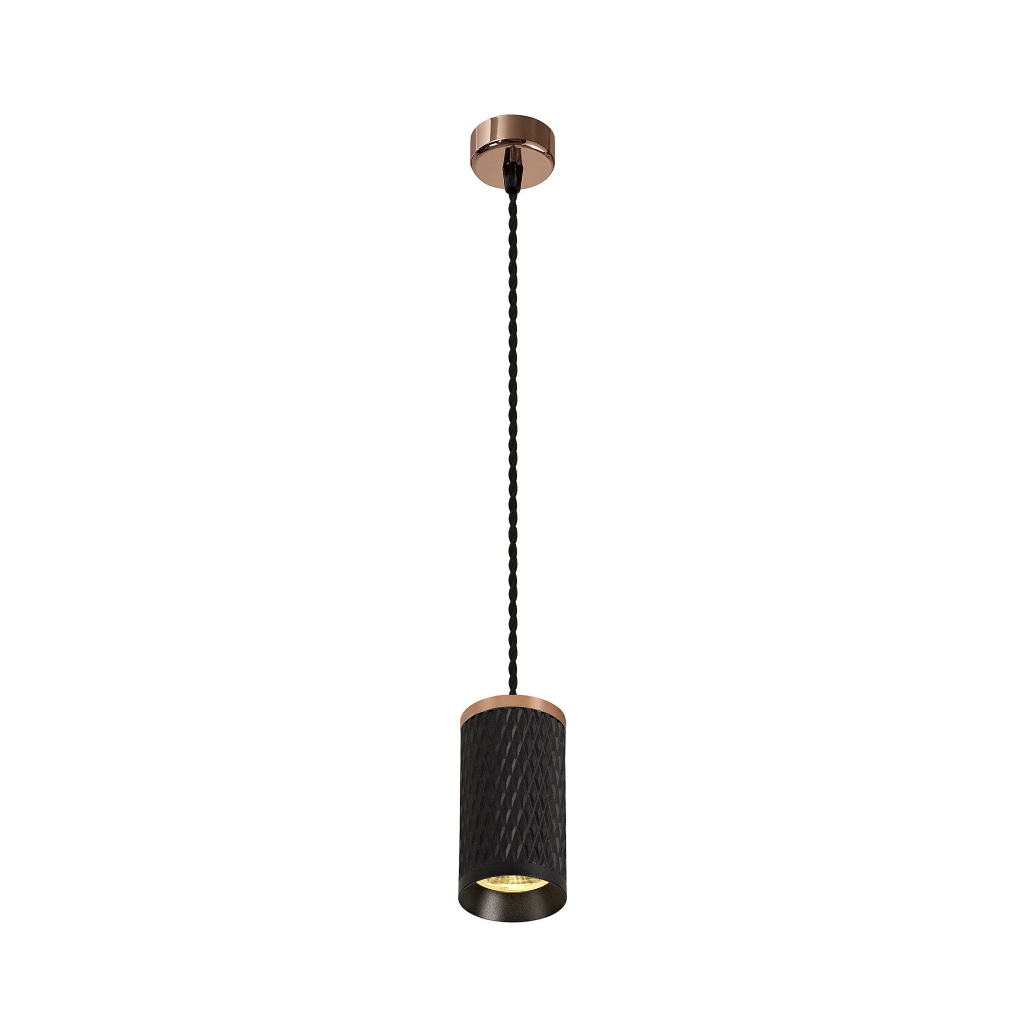 Fabula Summerfield Single 11cm Pendant - Rose Gold & Sand Black