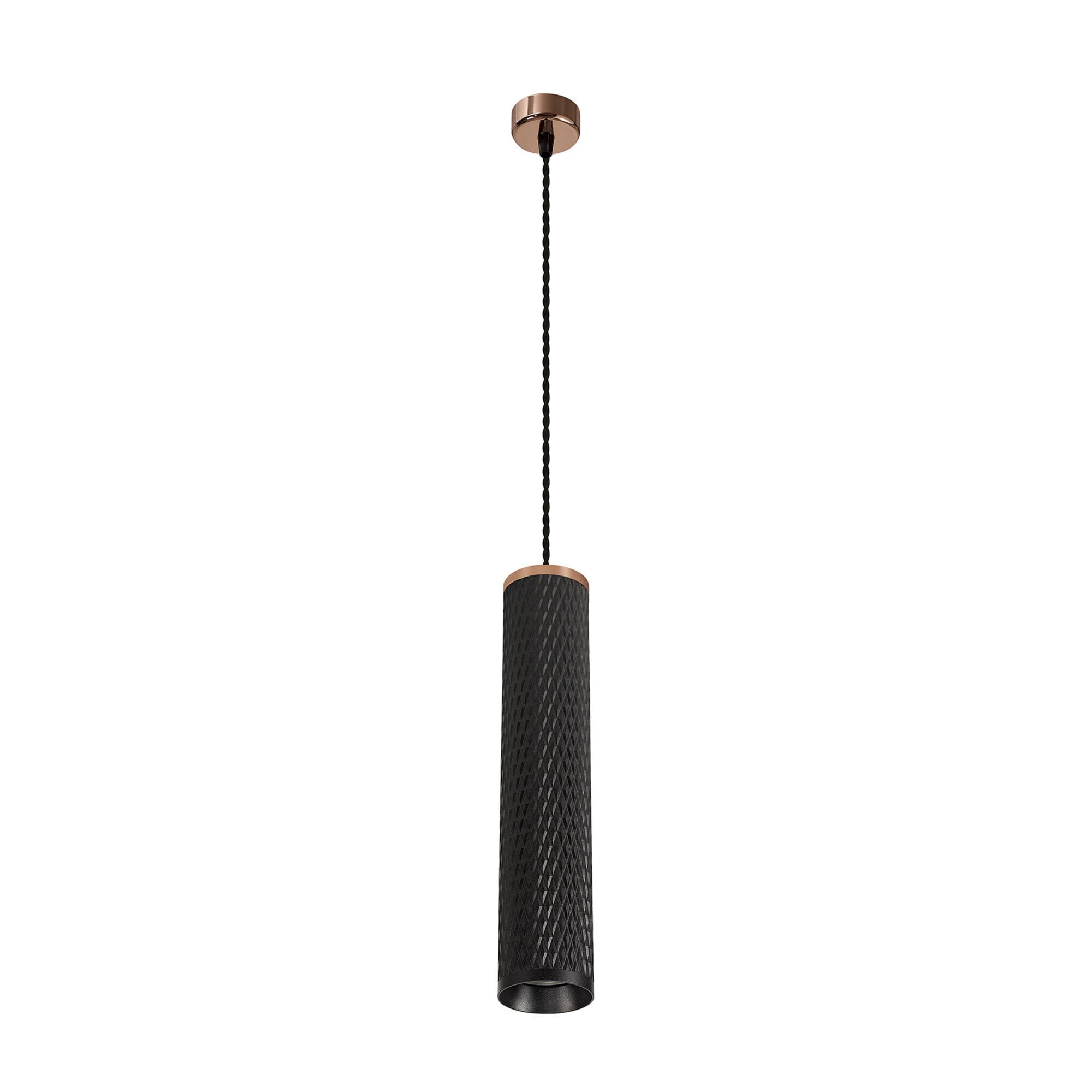 Fabula Summerfield Single 30cm Pendant - Rose Gold & Sand Black