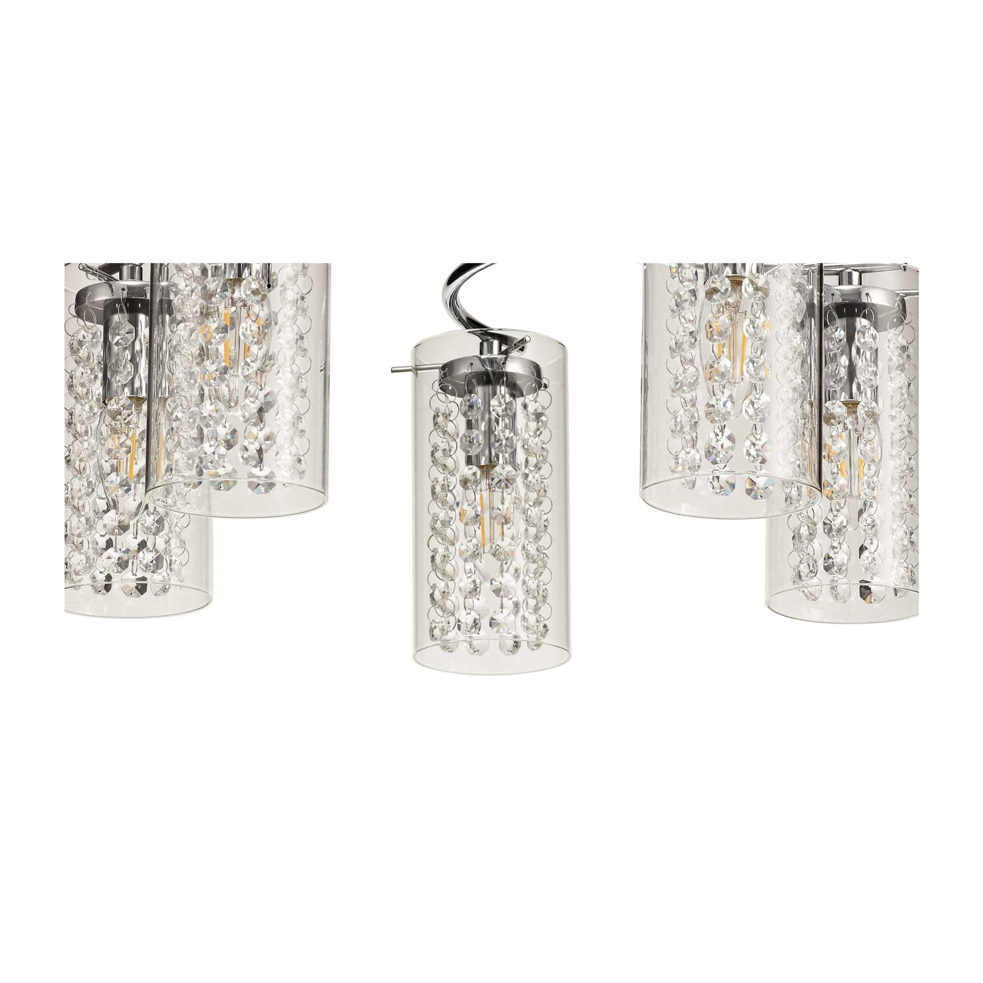 Fabula Langley 5 Light Semi-Flush Light - Polished Chrome, Crystal & Glass