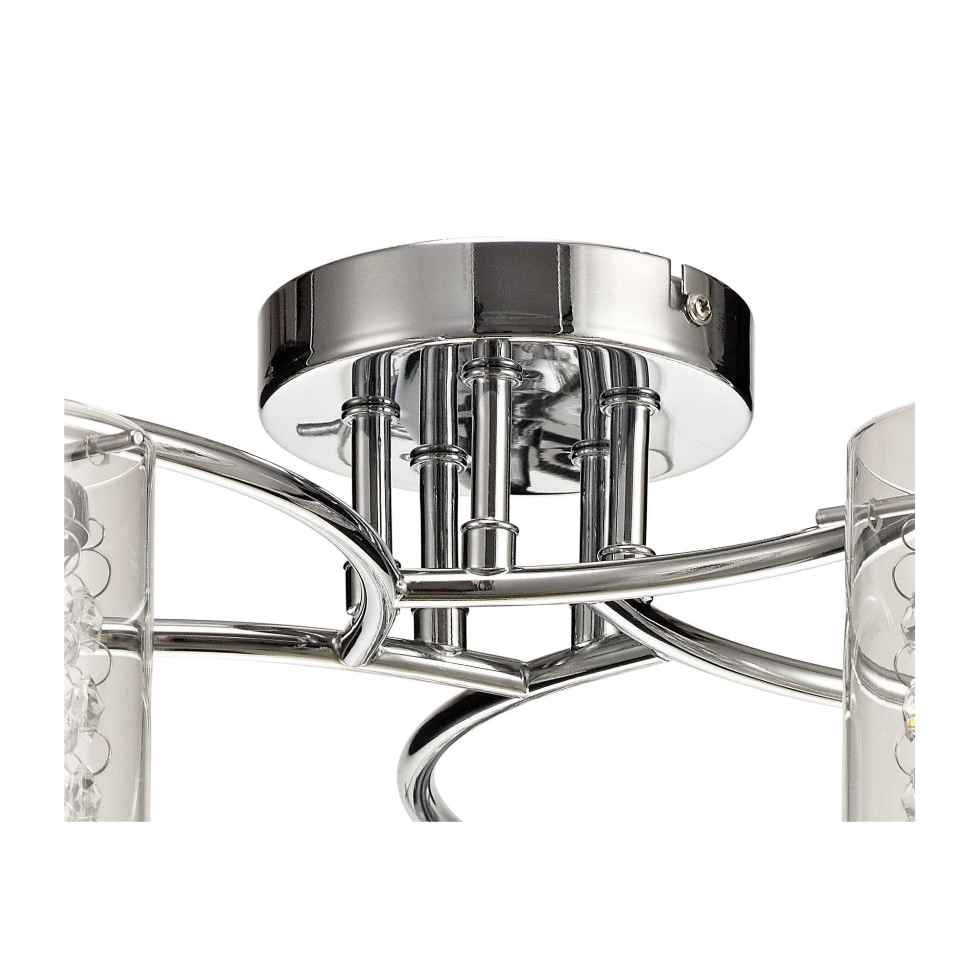 Fabula Langley 5 Light Semi-Flush Light - Polished Chrome, Crystal & Glass