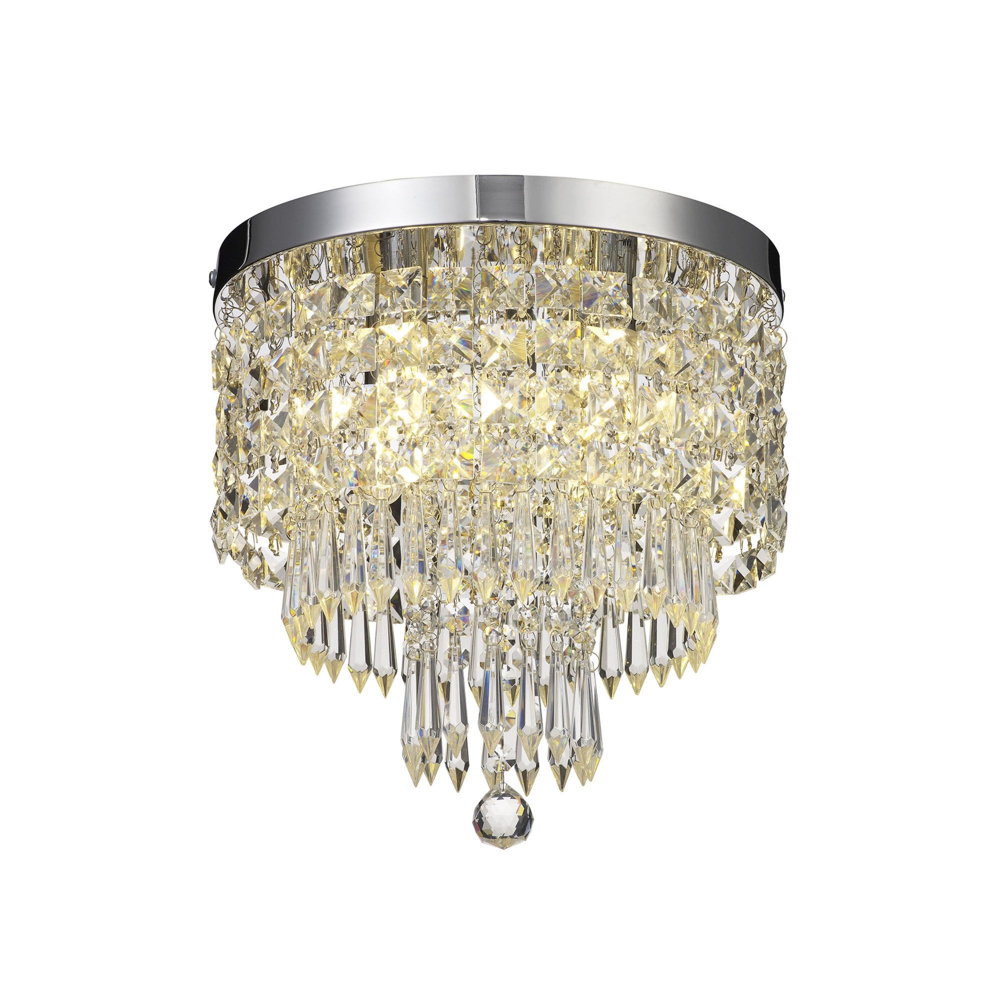 Fabula Wadham 4 Light Flush Light - Polished Chrome & Crystal - IP44