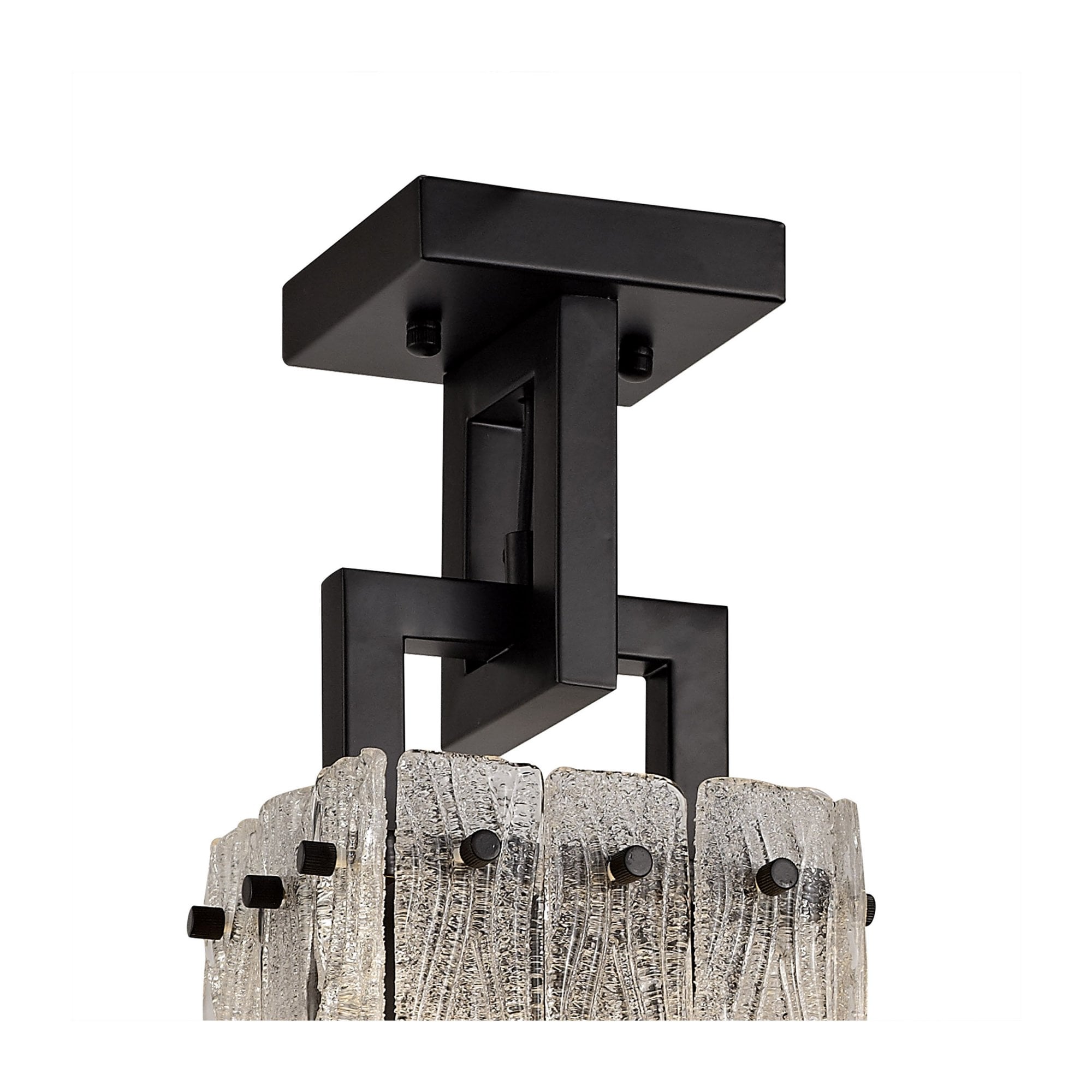 Fabula Sutton Small Single Square Pendant - Matt Black & Crystal Sand Glass