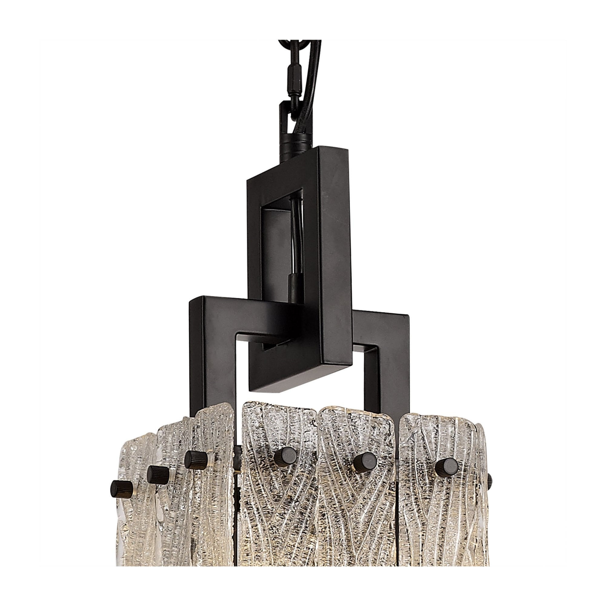 Fabula Sutton Small Single Square Pendant - Matt Black & Crystal Sand Glass