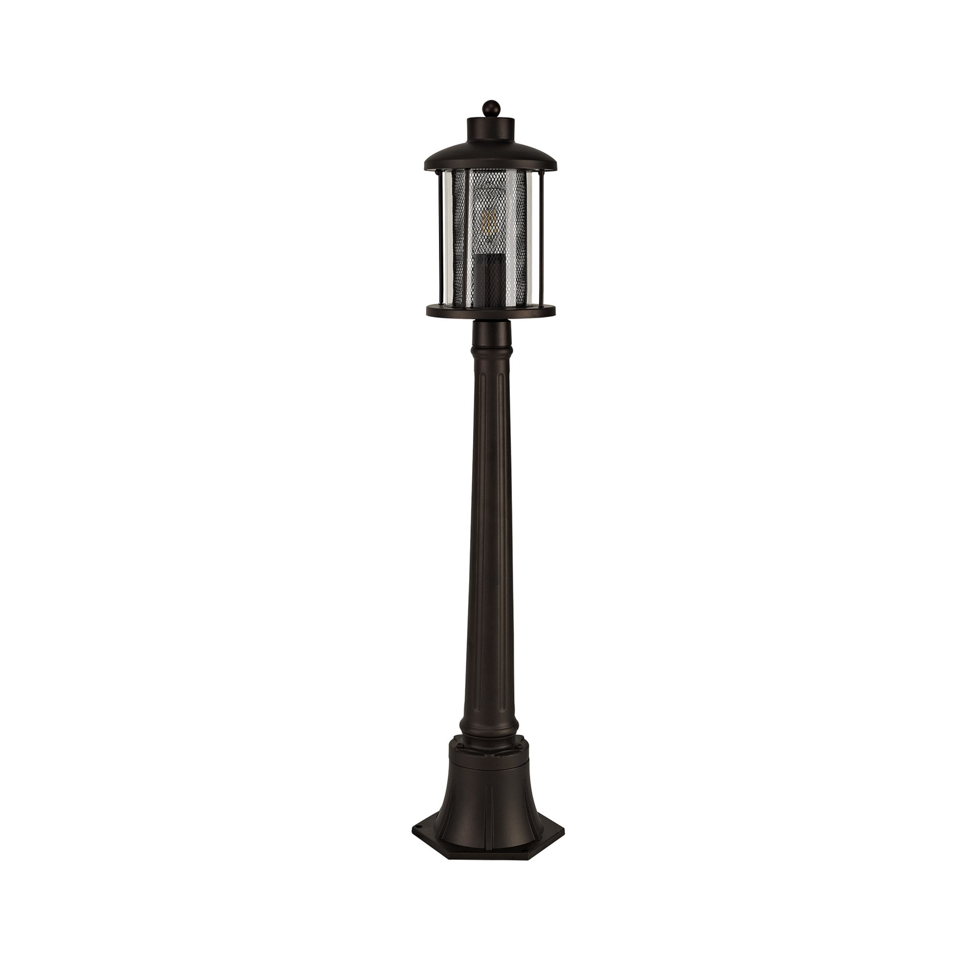 Fabula Addison Single Headed Post Lamp - Antique Bronze & Clear Glass - IP54