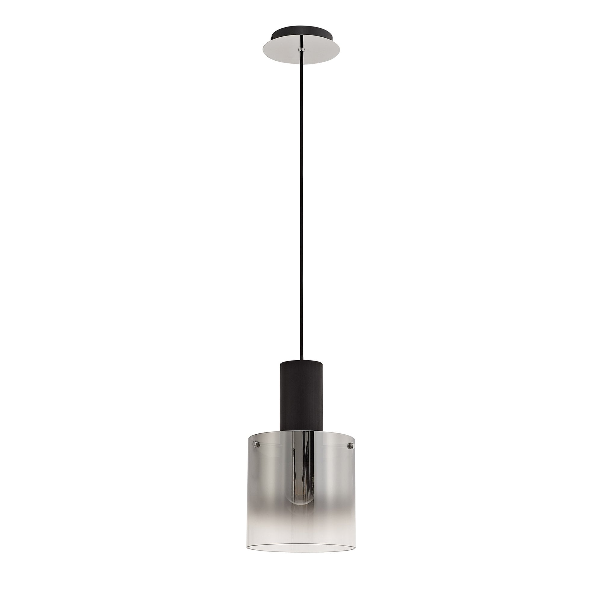 Fabula Kendon Single Adjustable Pendant - Black & Smoke Fade Glass