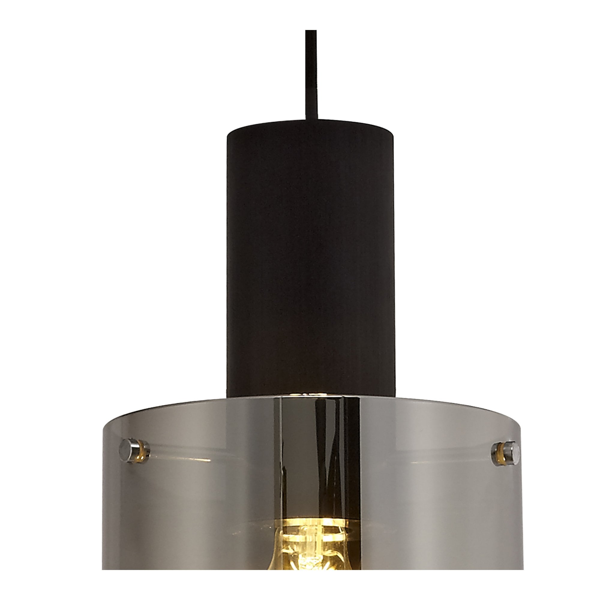 Fabula Kendon Single Adjustable Pendant - Black & Smoke Fade Glass