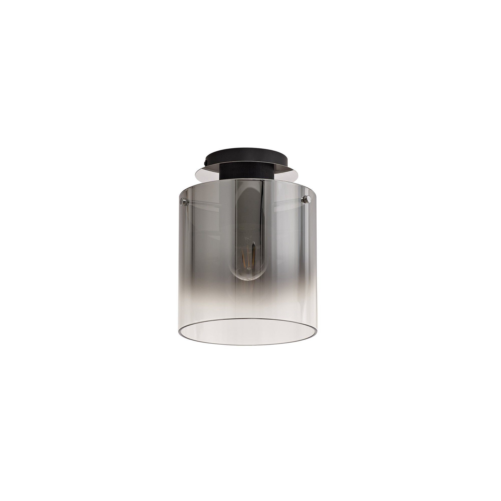 Fabula Kendon Single Round Flush Light - Black & Smoke Fade Glass