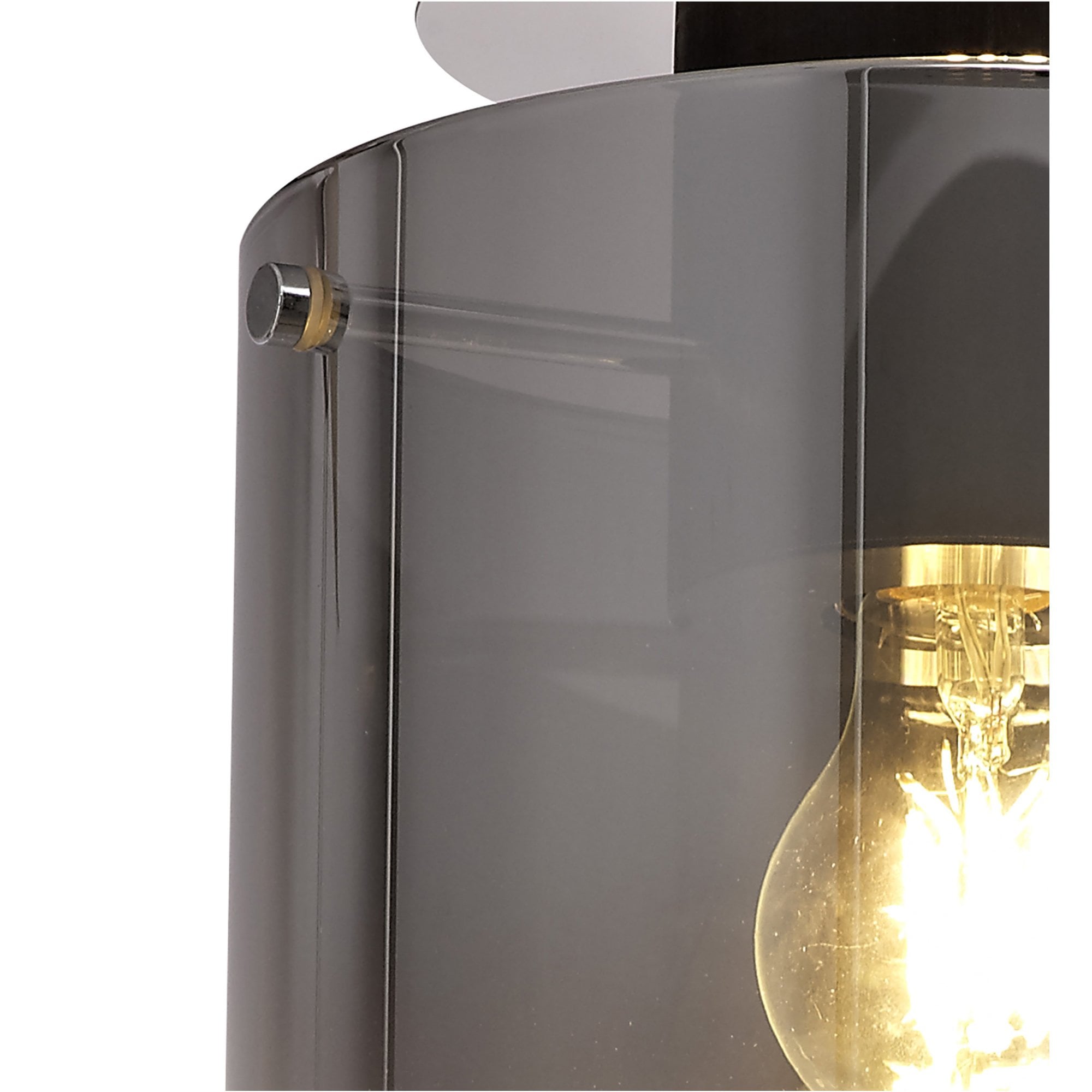 Fabula Kendon Single Round Flush Light - Black & Smoke Fade Glass