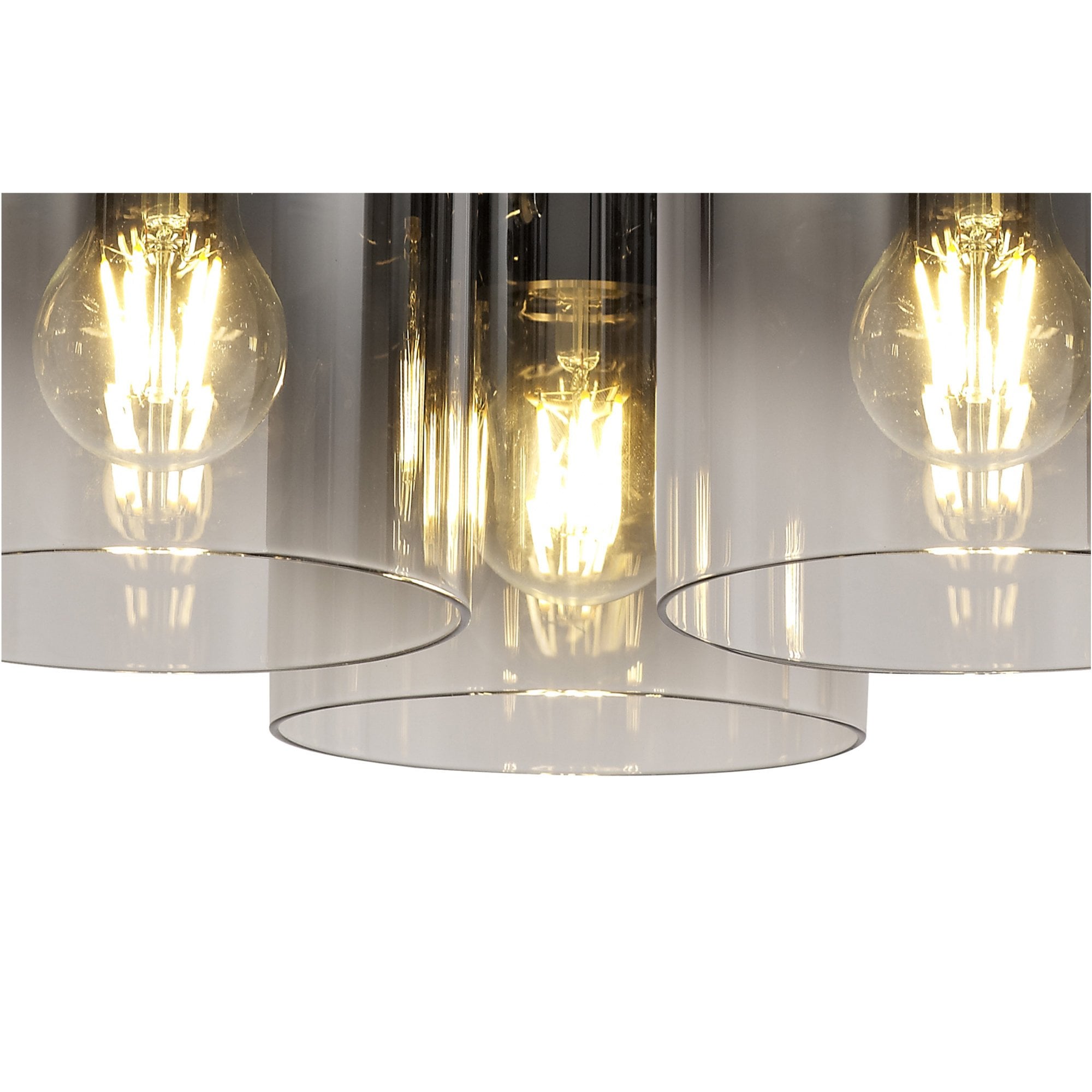 Fabula Kendon 3 Light Round Flush Light - Black & Smoke Fade Glass