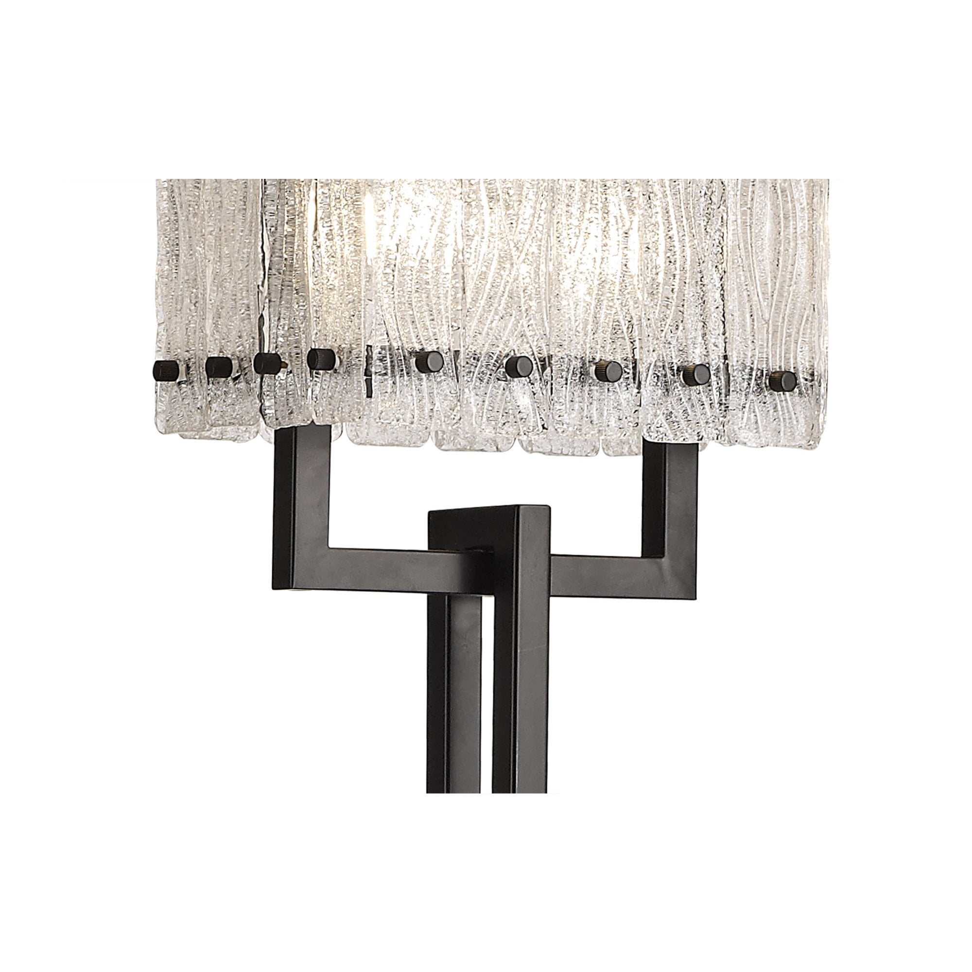 Fabula Sutton 2 Light Floor Lamp - Matt Black & Crystal Sand Glass