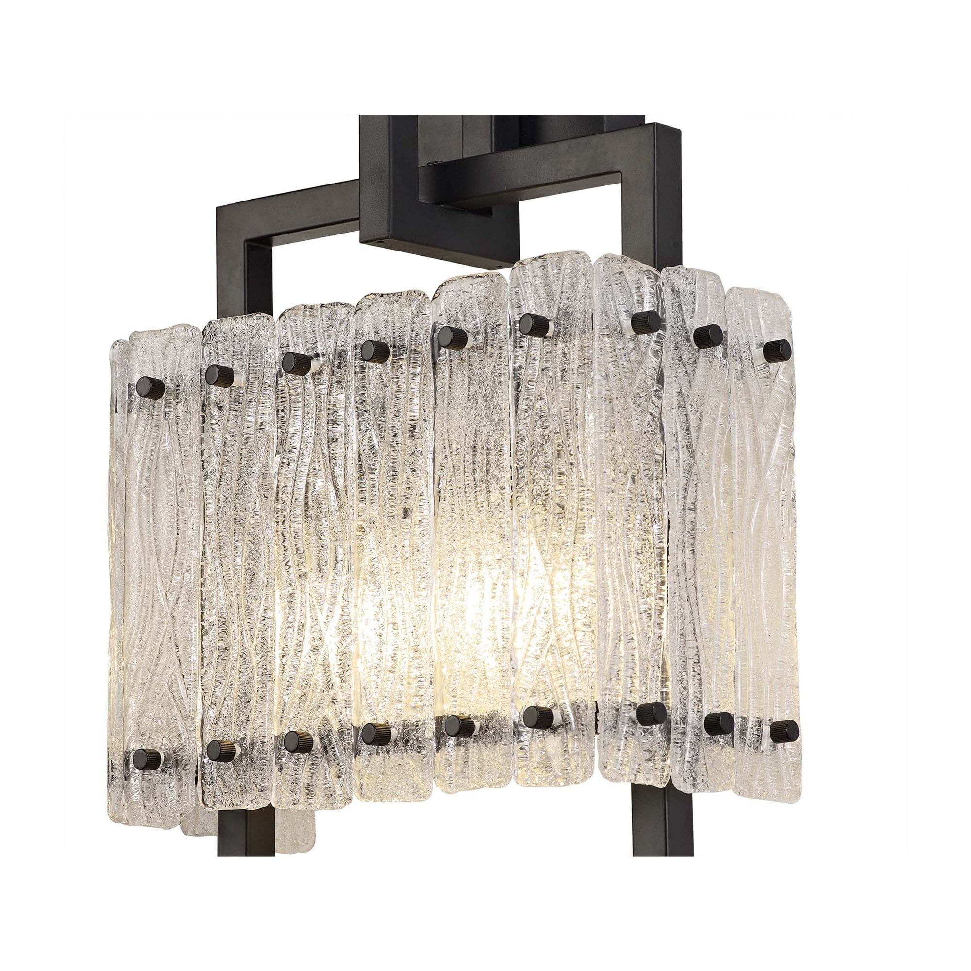 Fabula Sutton 2 Light Wall Lamp - Matt Black & Crystal Sand Glass