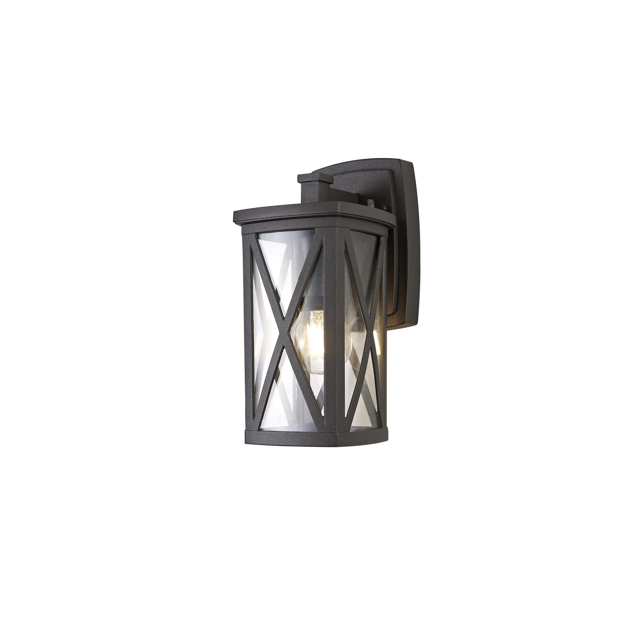 Fabula Osprey Down Criss Cross Wall Lamp - Anthracite & Clear Glass - IP54