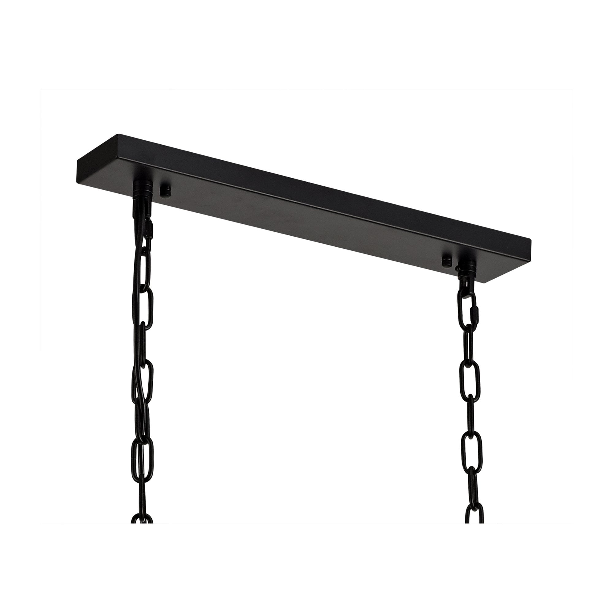 Fabula Sutton Medium 8 Light Linear Pendant - Matt Black & Crystal Sand Glass