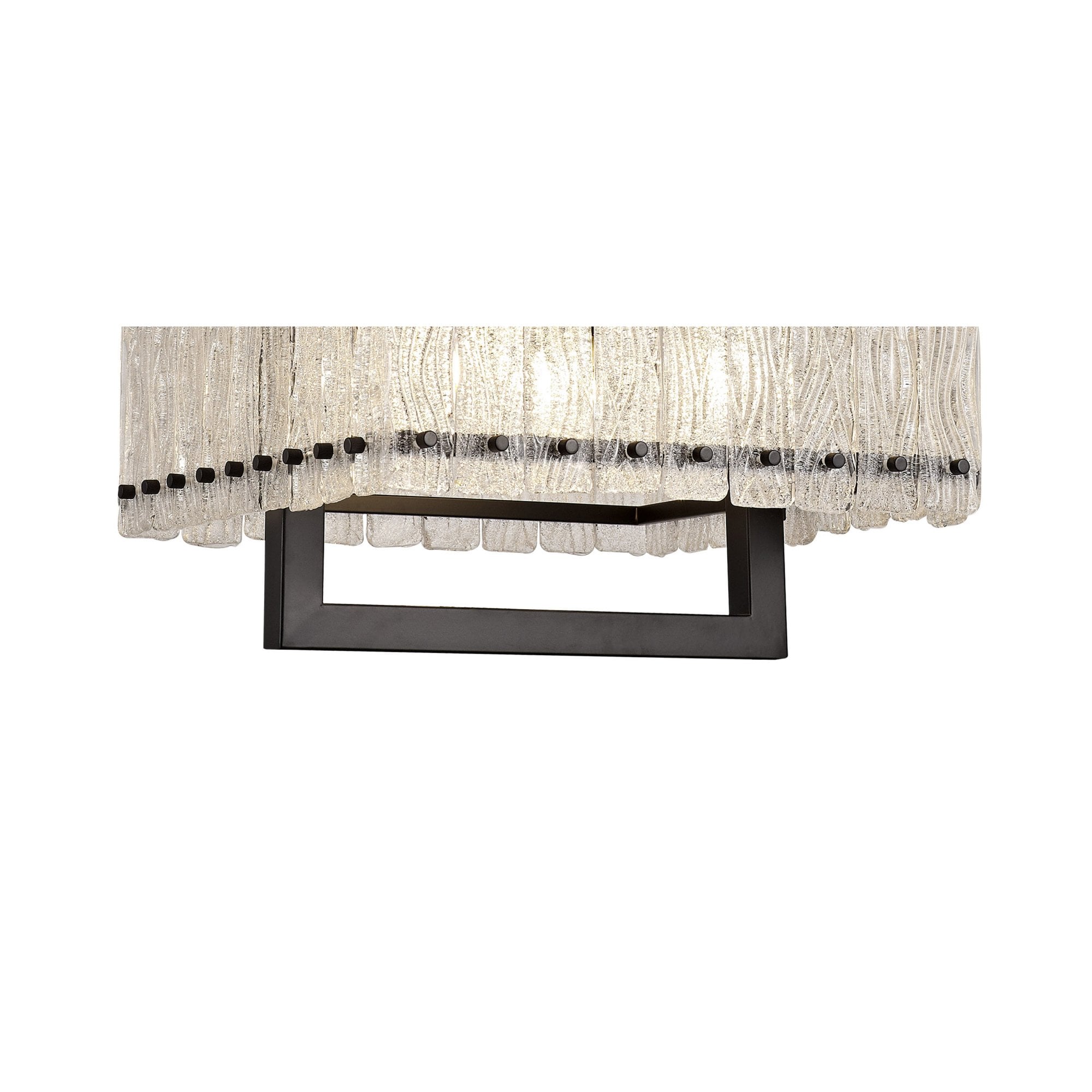 Fabula Sutton Large 5 Light Square Pendant - Matt Black & Crystal Sand Glass