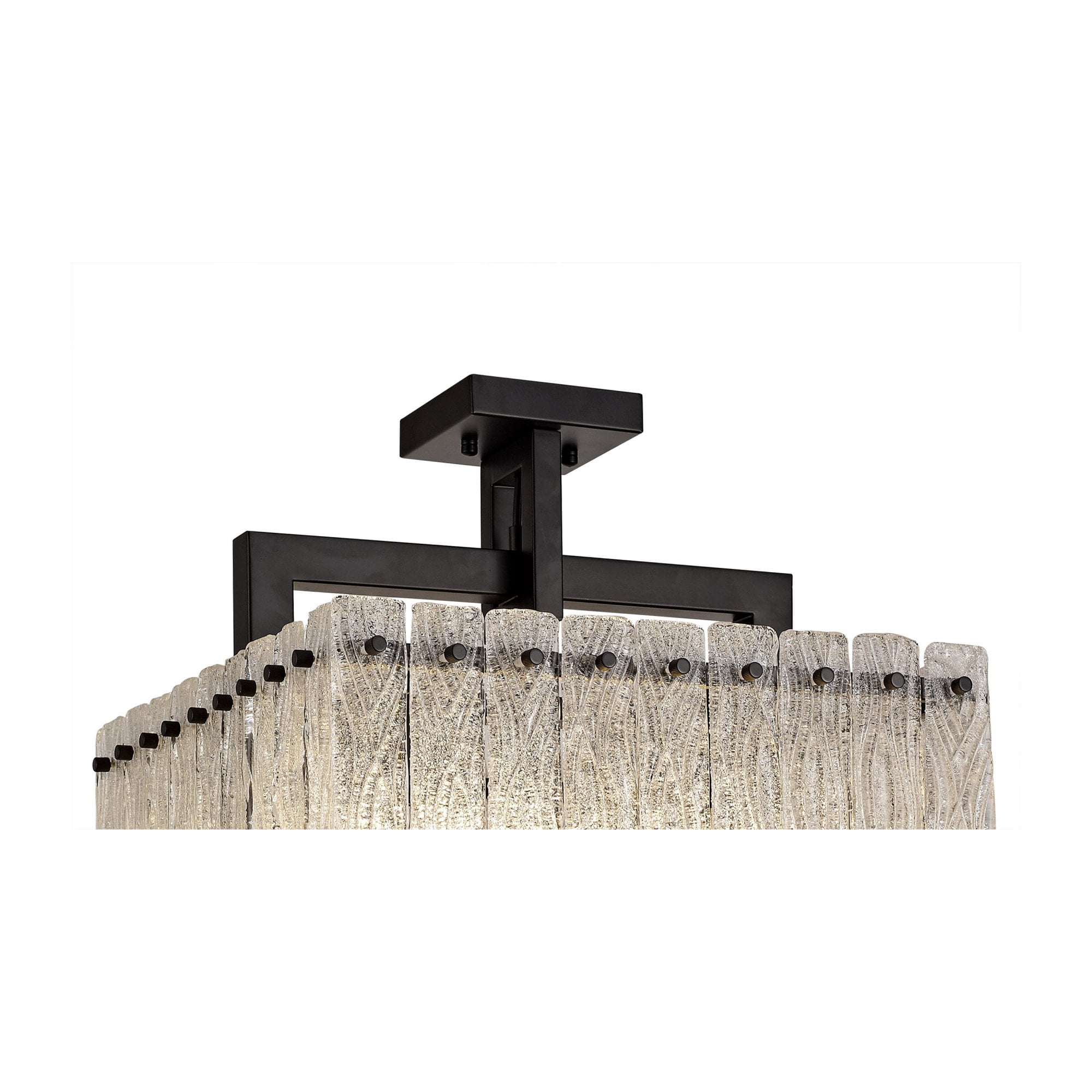 Fabula Sutton Large 5 Light Square Pendant - Matt Black & Crystal Sand Glass