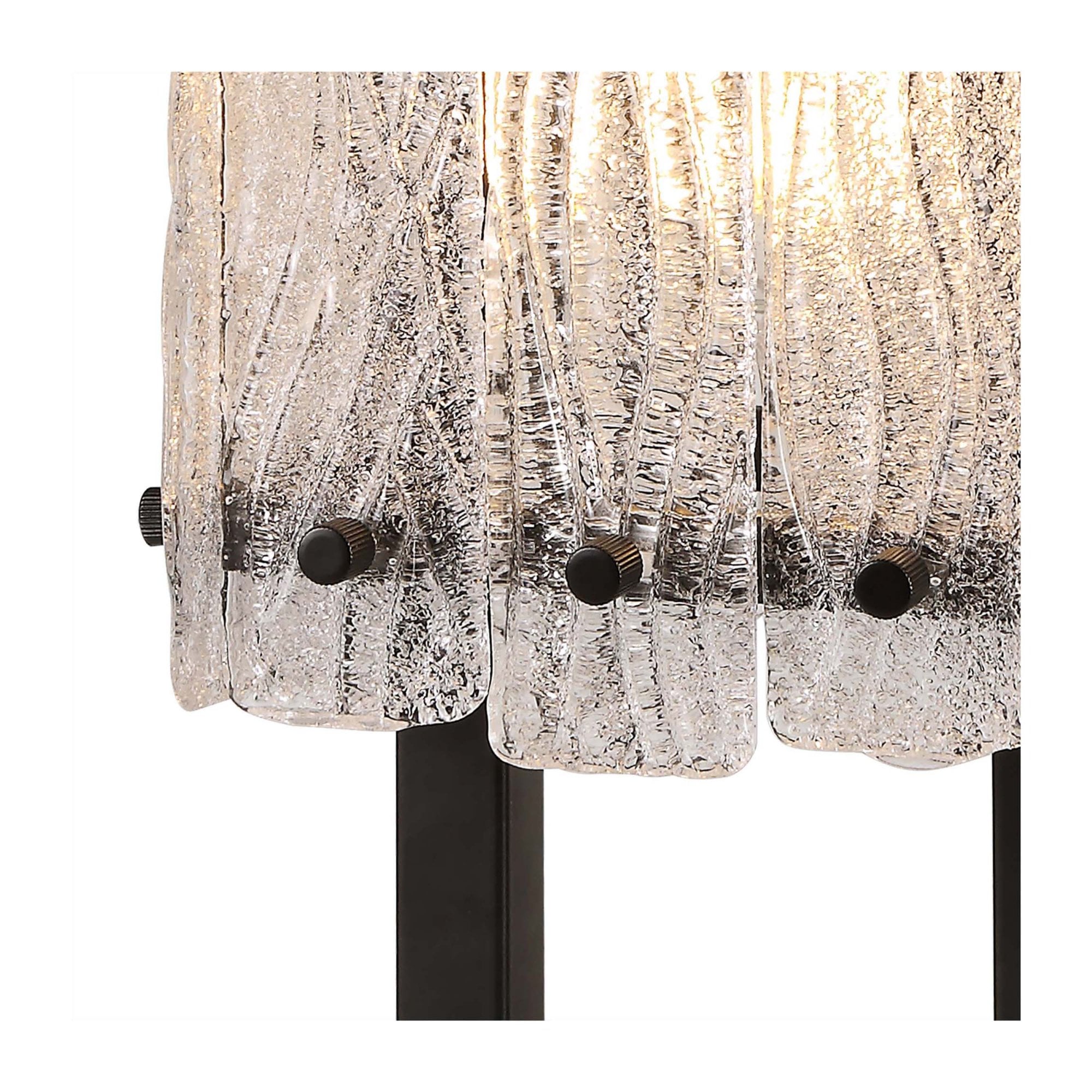 Fabula Sutton Single Table Lamp - Matt Black & Crystal Sand Glass