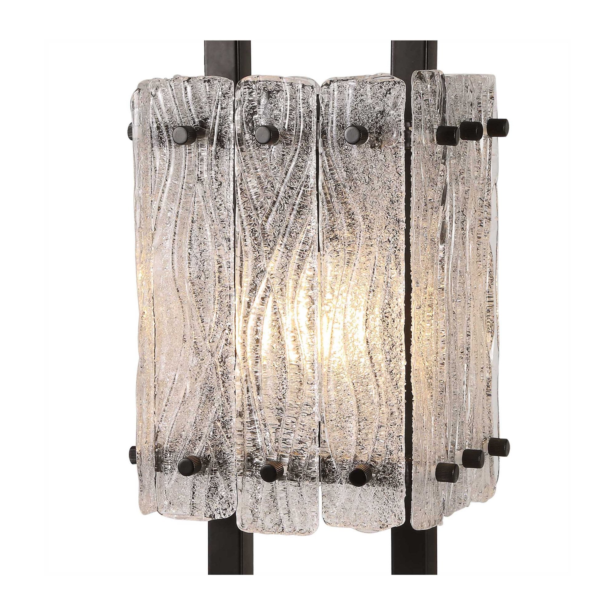 Fabula Sutton Single Table Lamp - Matt Black & Crystal Sand Glass