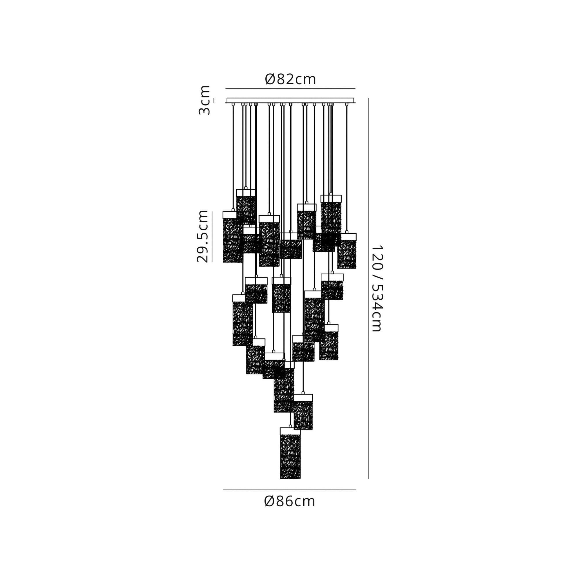 Fabula Falcon 21 Light Round LED Pendant - Painted Brushed Gold