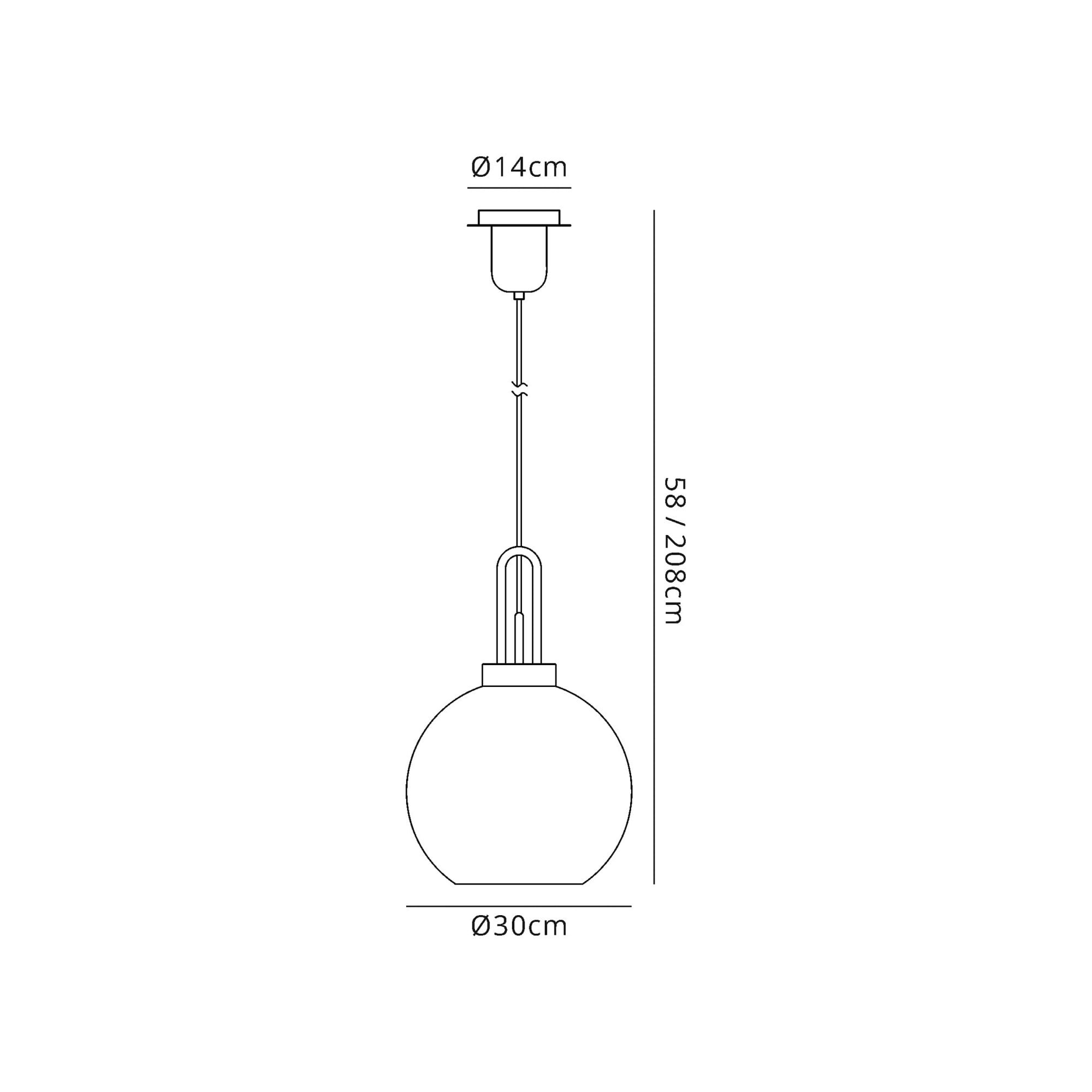 Fabula Springfield Single Pendant - 30cm Globe Glass Shade - Polished Nickel & Smoked Fade Glass